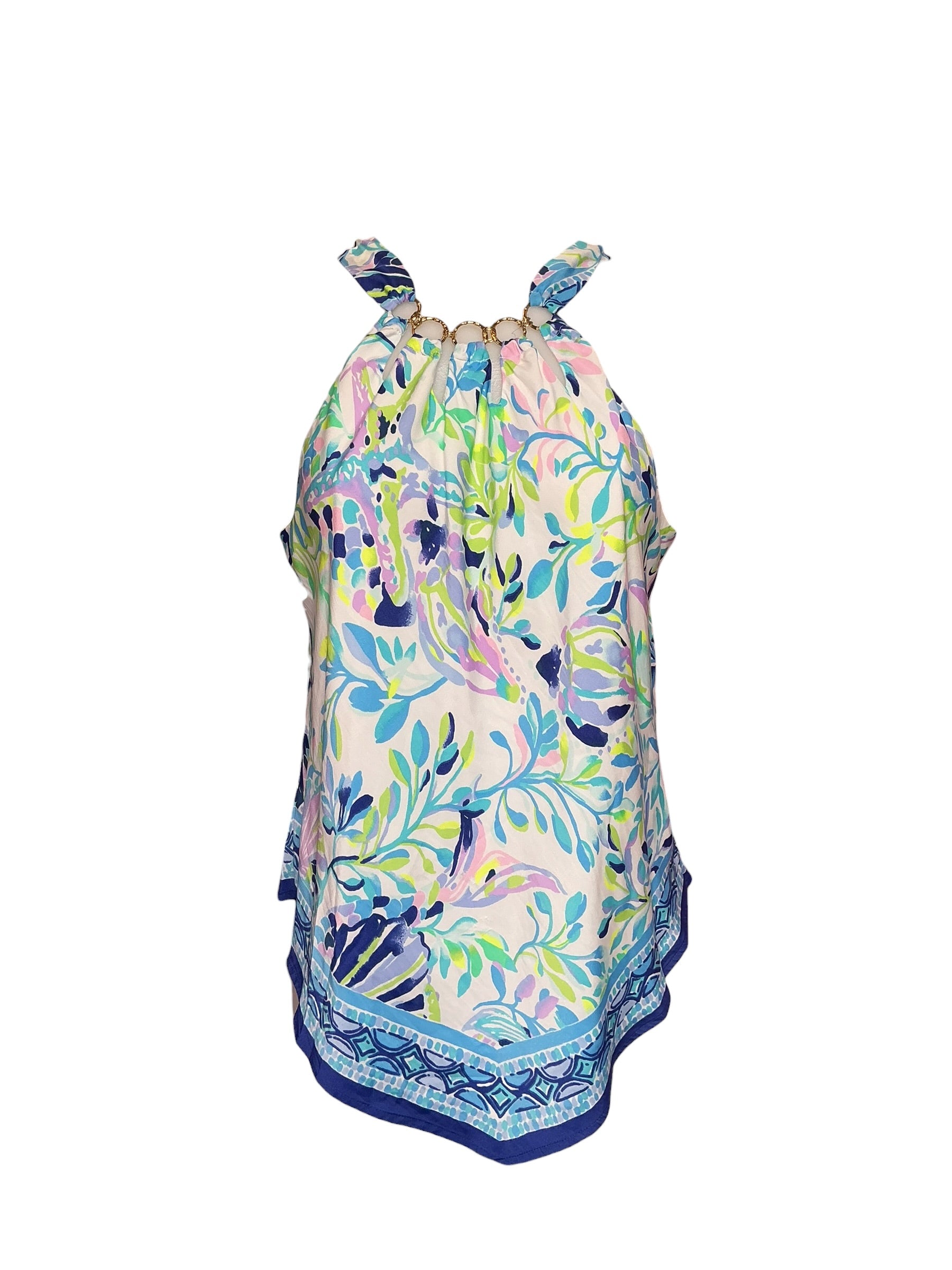 Lilly Pulitzer Bowen Halter Top - Multi Blue Grotto - Size S