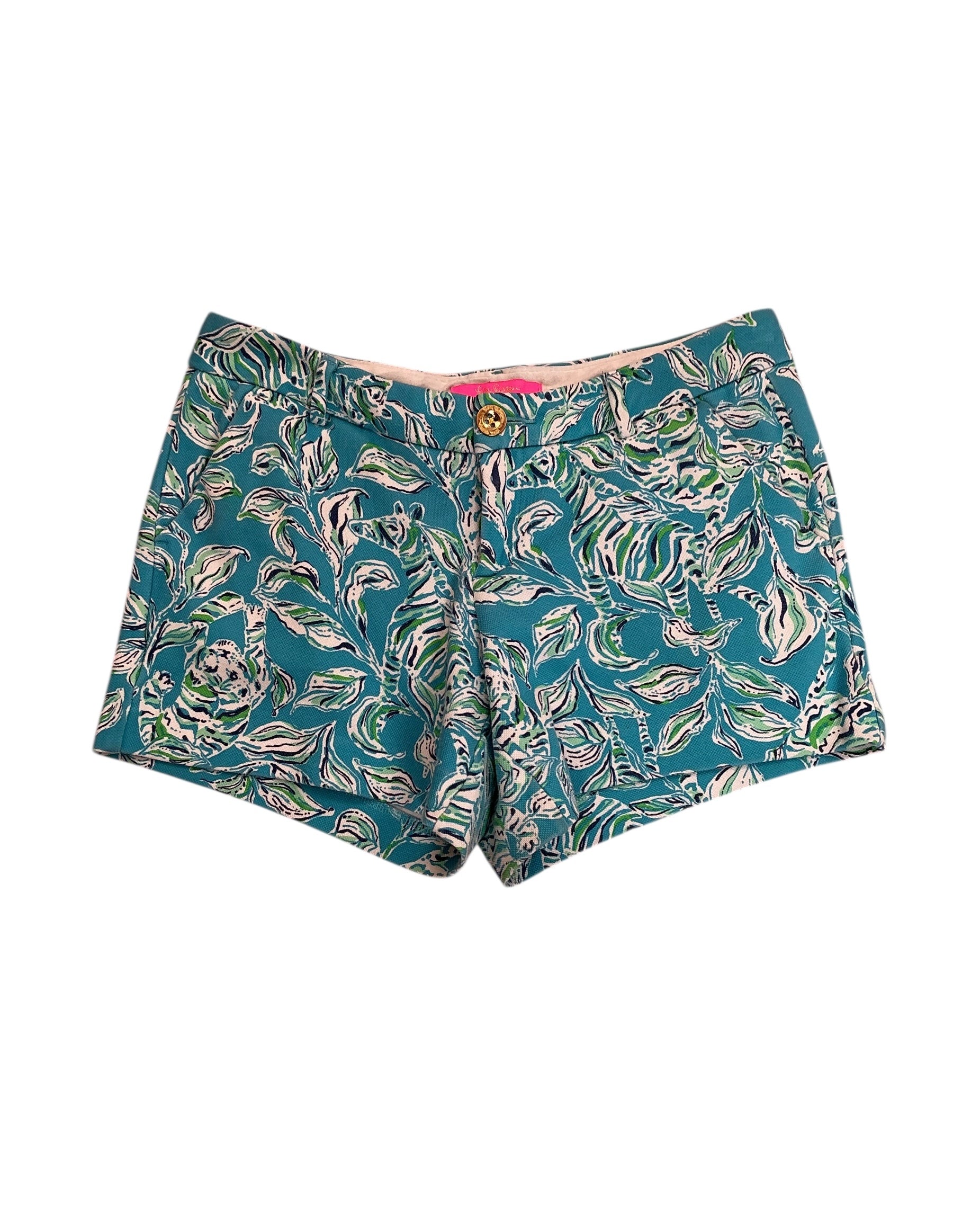 Lilly Pulitzer Callahan Knit Shorts Turquoise Oasis Outta Line - Size 4