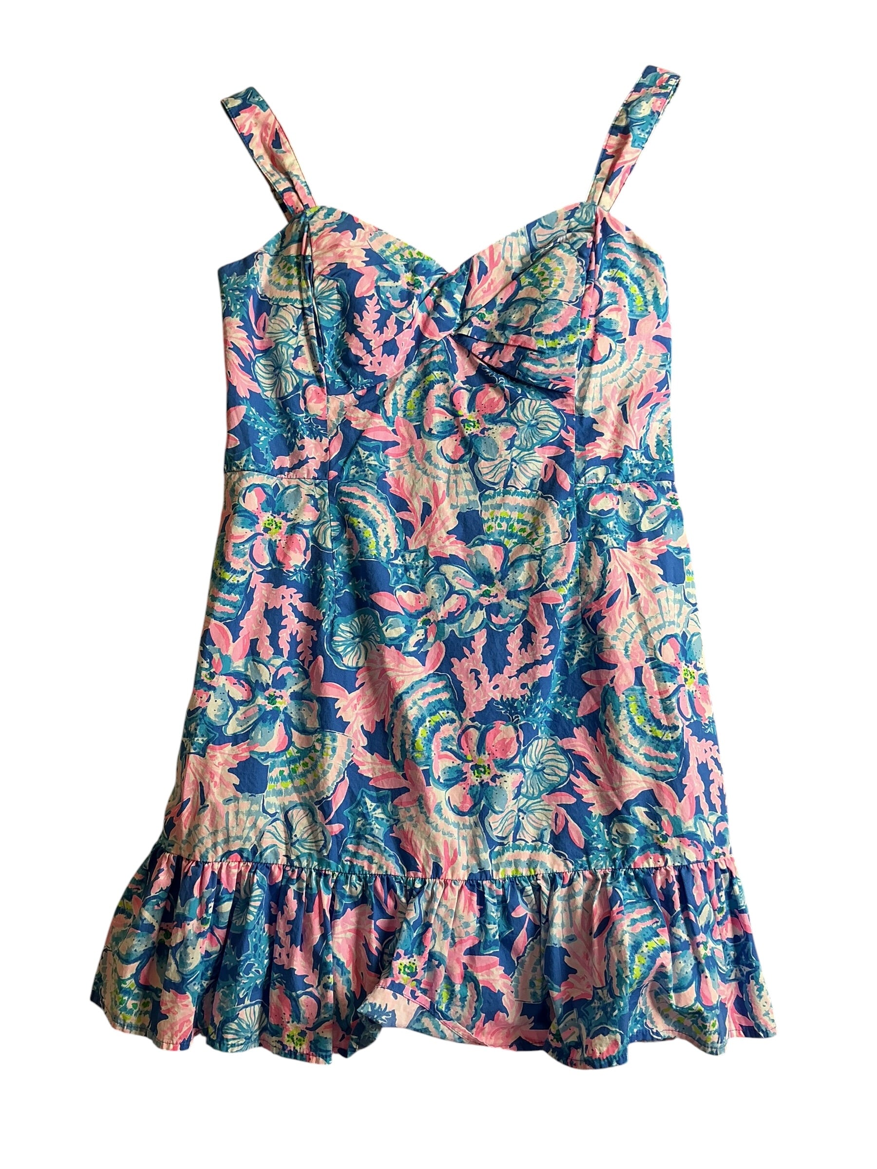 Lilly Pulitzer Rocko Cotton Romper - Blue Tang Sitting Seaside - Size 12