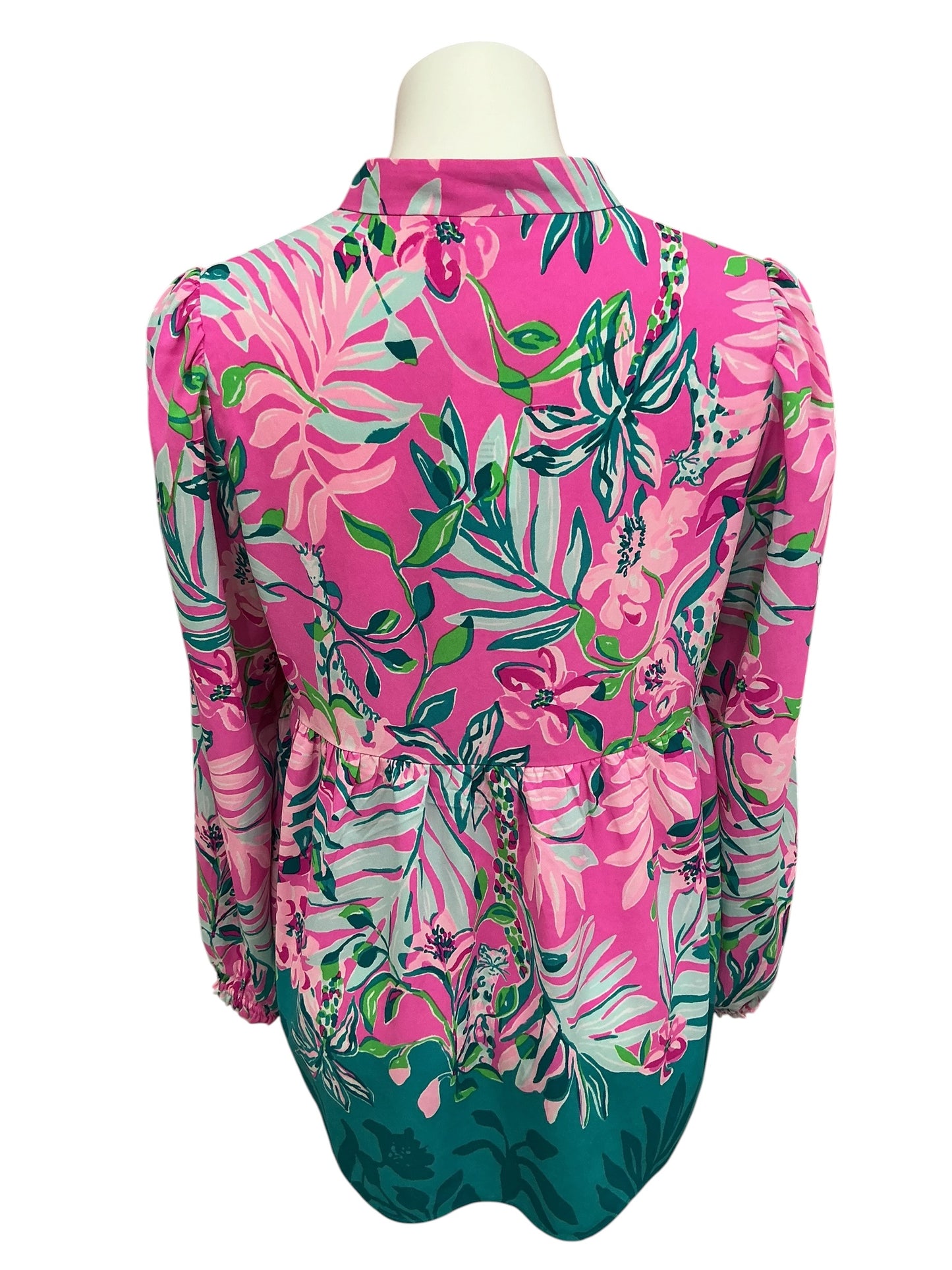 Lilly Pulitzer Winona Stretch Tunic Top Plumeria Pink I’m Feline Fine - Size S