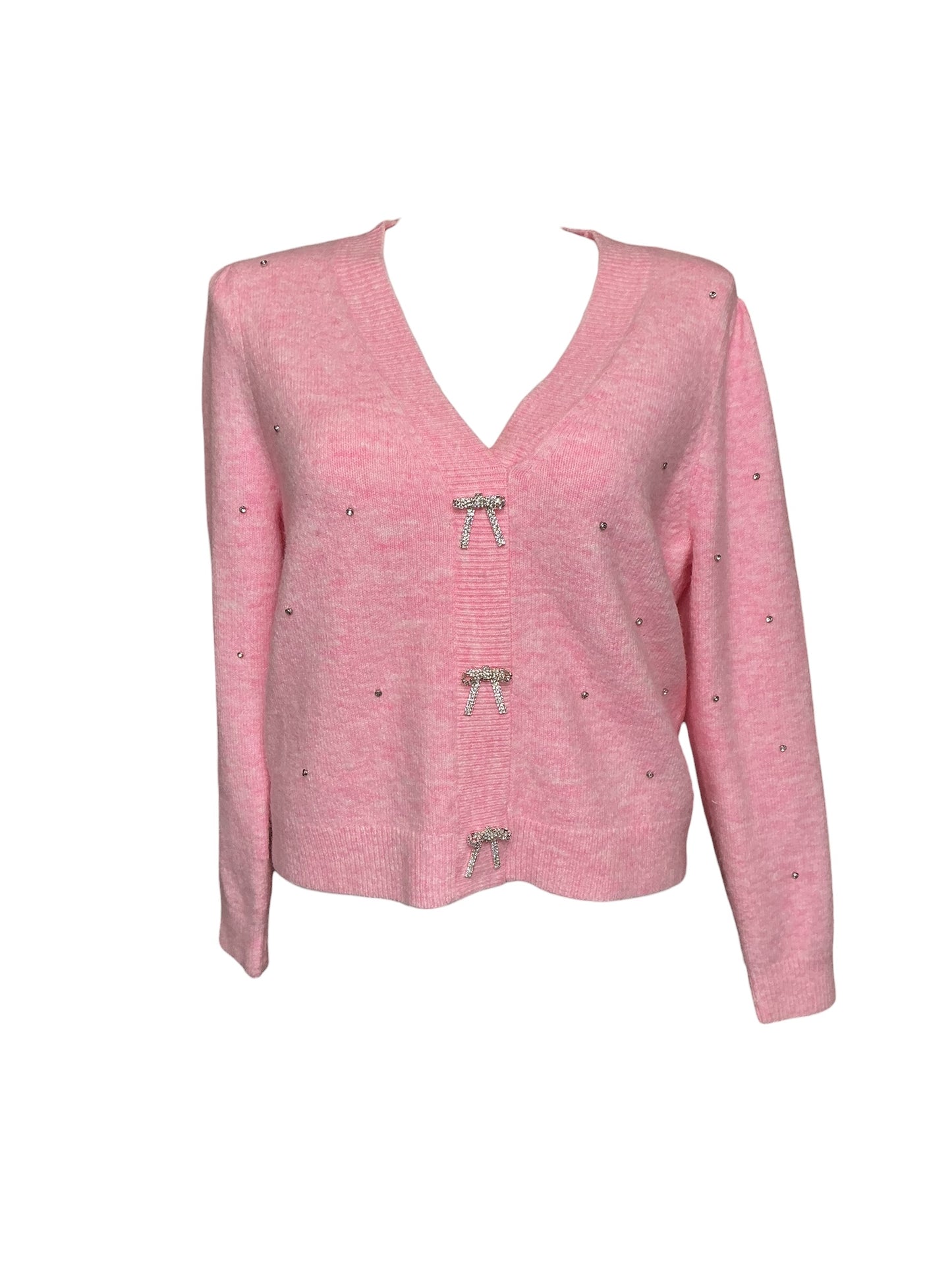 Lilly Pulitzer NWT Ellorie Sweater - Heathered Conch Shell Pink Paradise Rhinestones - Size XL