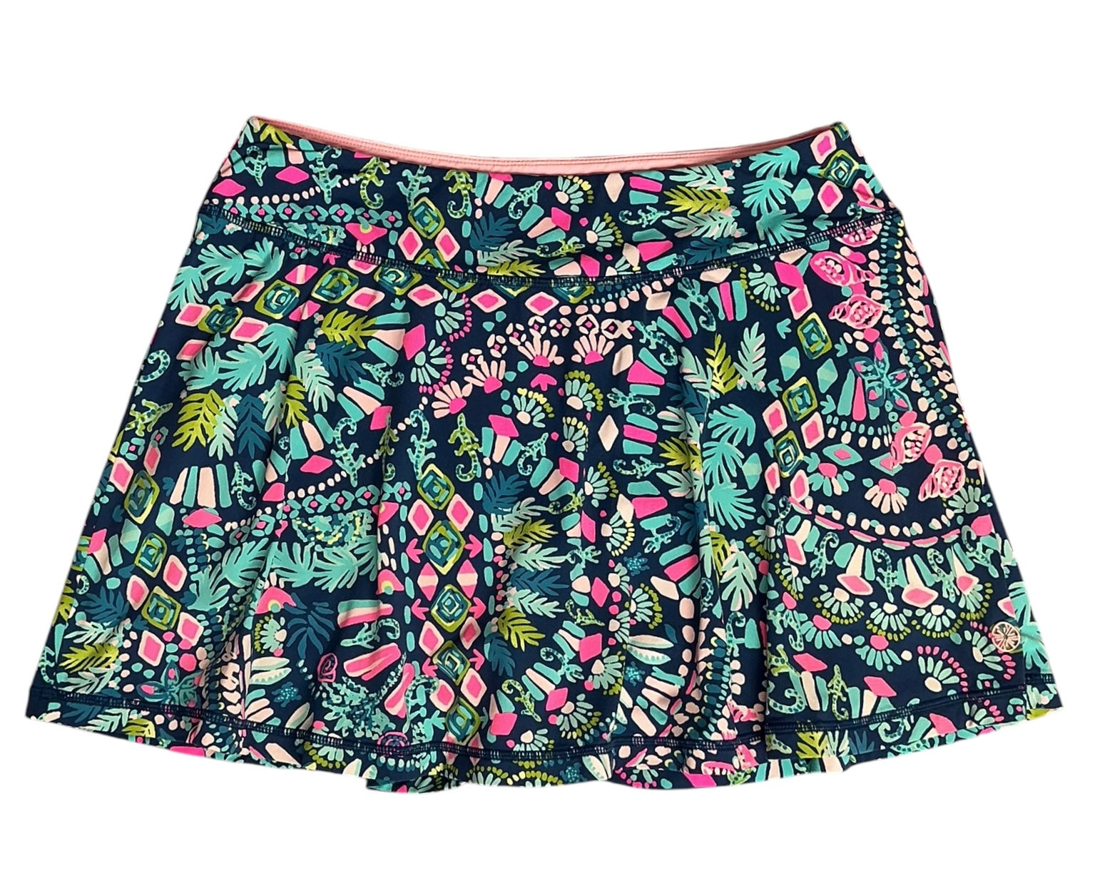 Lilly Pulitzer Luxletic Aila Skort High Tide Navy Ready Set Gecko - Size M