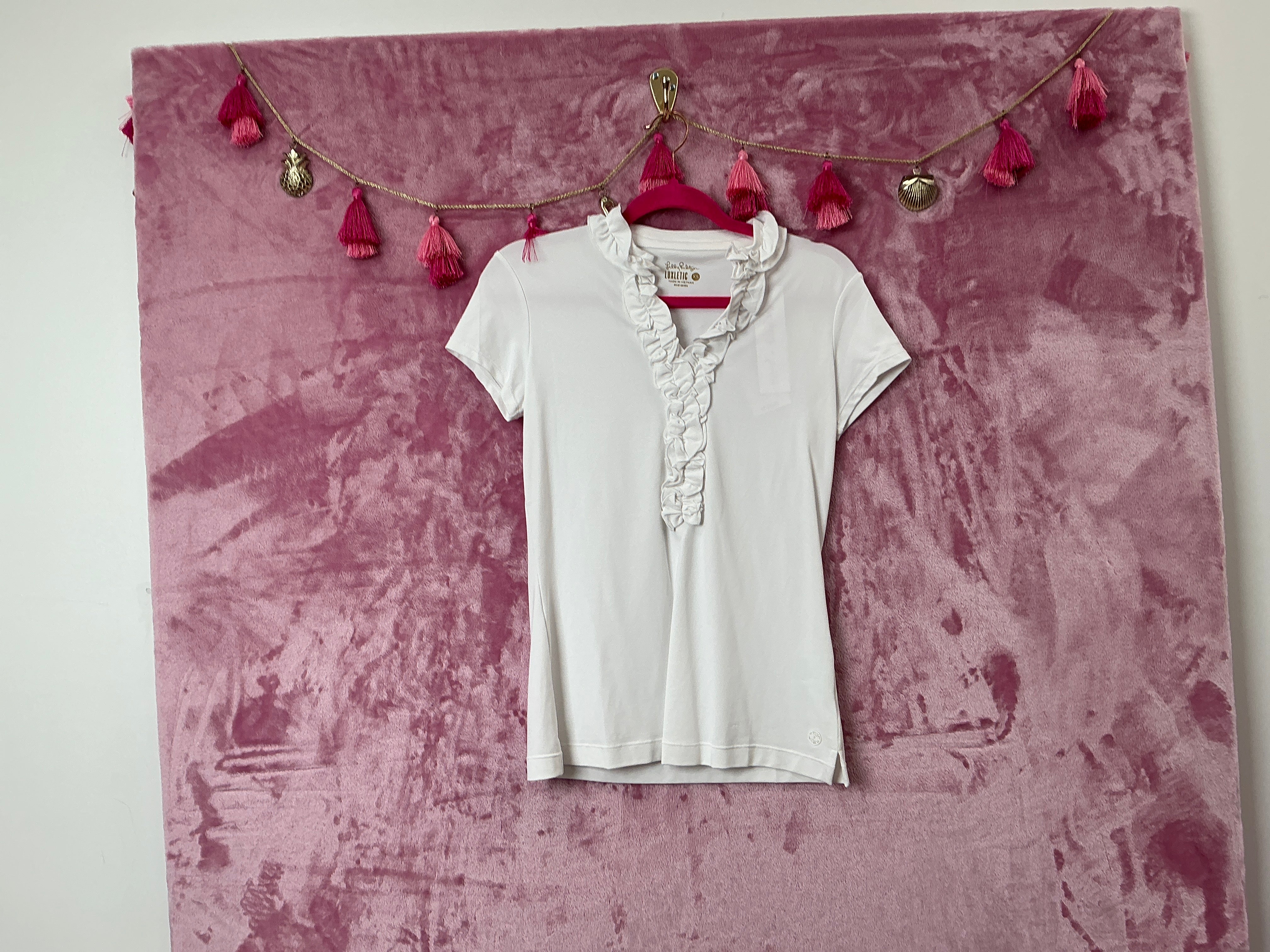 Lilly Pulitzer NWT Frida Ruffle Polo UPF Resort White - Size XS