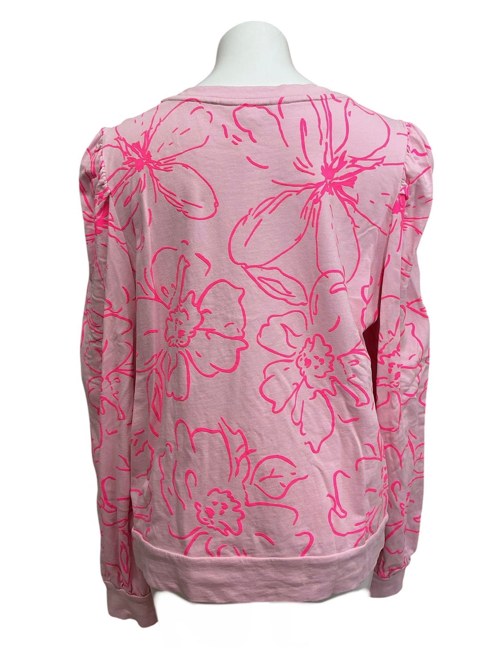 Lilly Pulitzer Lissome Sweatshirt Pink Blossom Open Floral Jacquard - Size XL