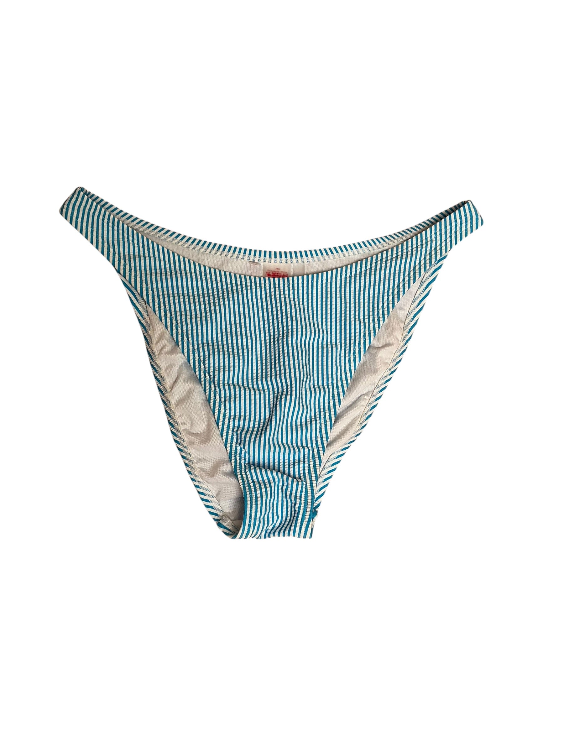 Lilly Pulitzer Pico High Cut Bikini Bottom Cumulus Blue Seersucker Stripe - Size 8