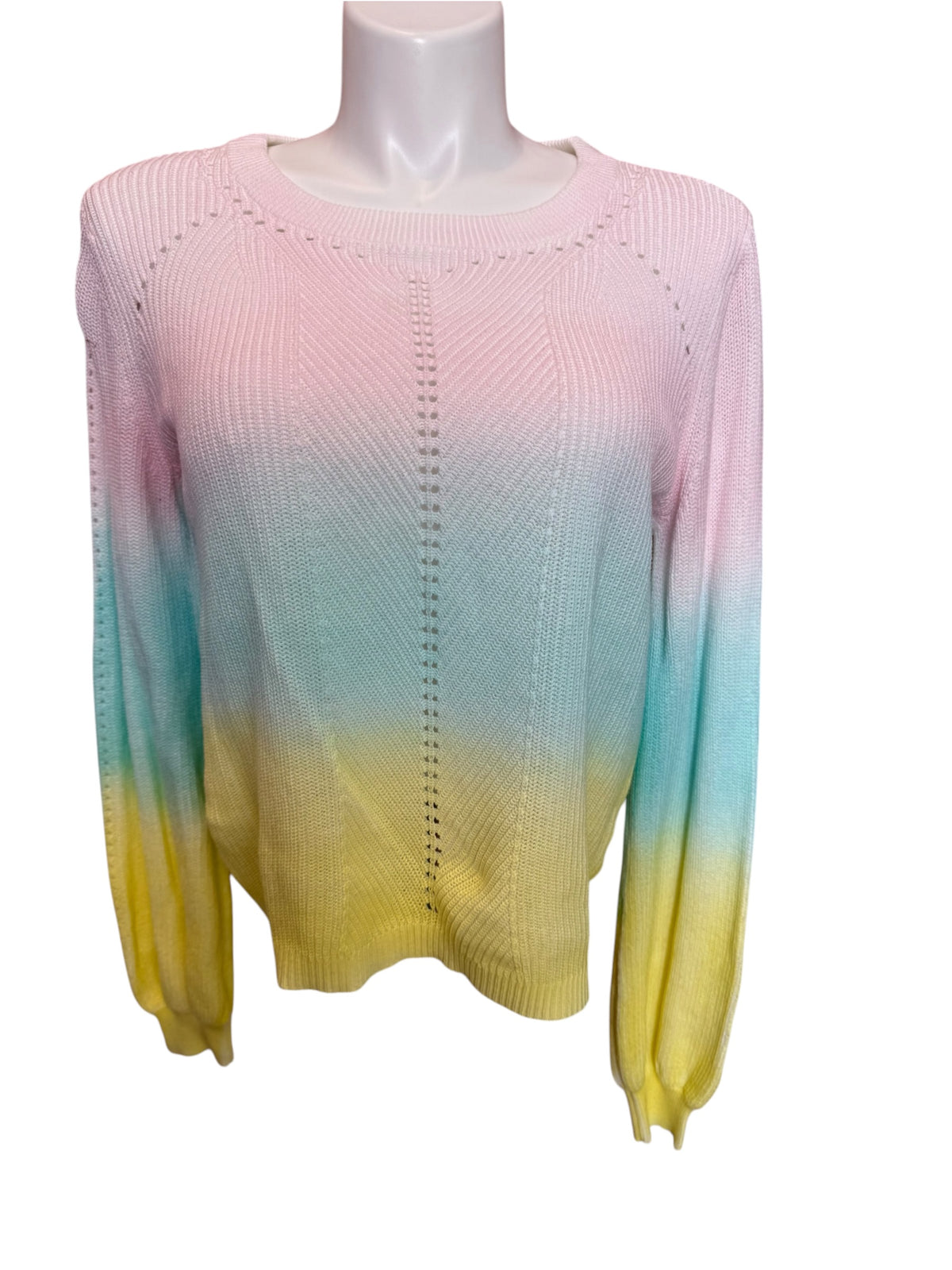 Lilly Pulitzer Ritzanna Crewneck Sweater Resort Yellow Ombre Spraydye - Size XL
