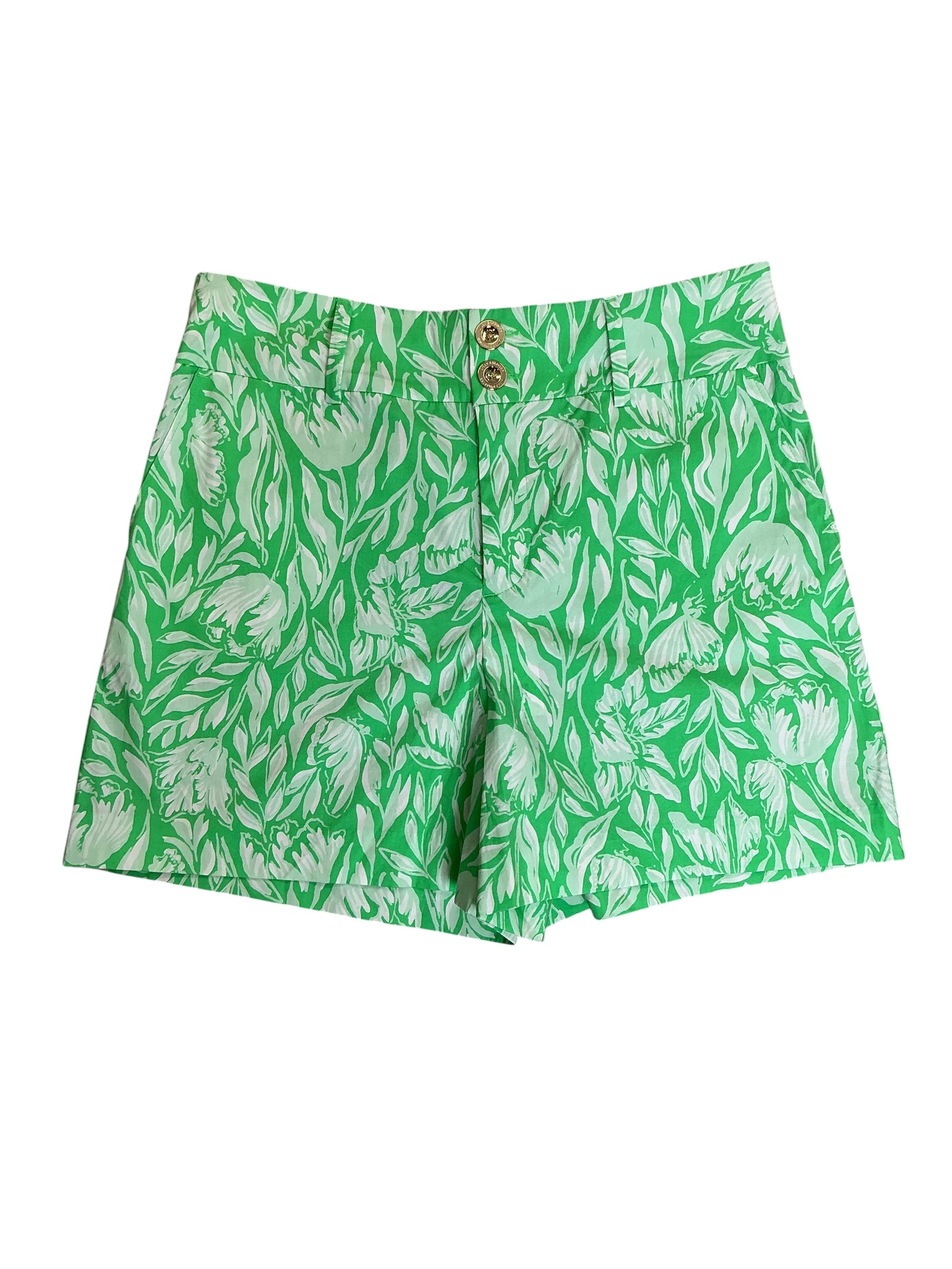 Lilly Pulitzer NWT Dempsey Stretch Shorts Fauna Green Tulip To Tango - Size 8