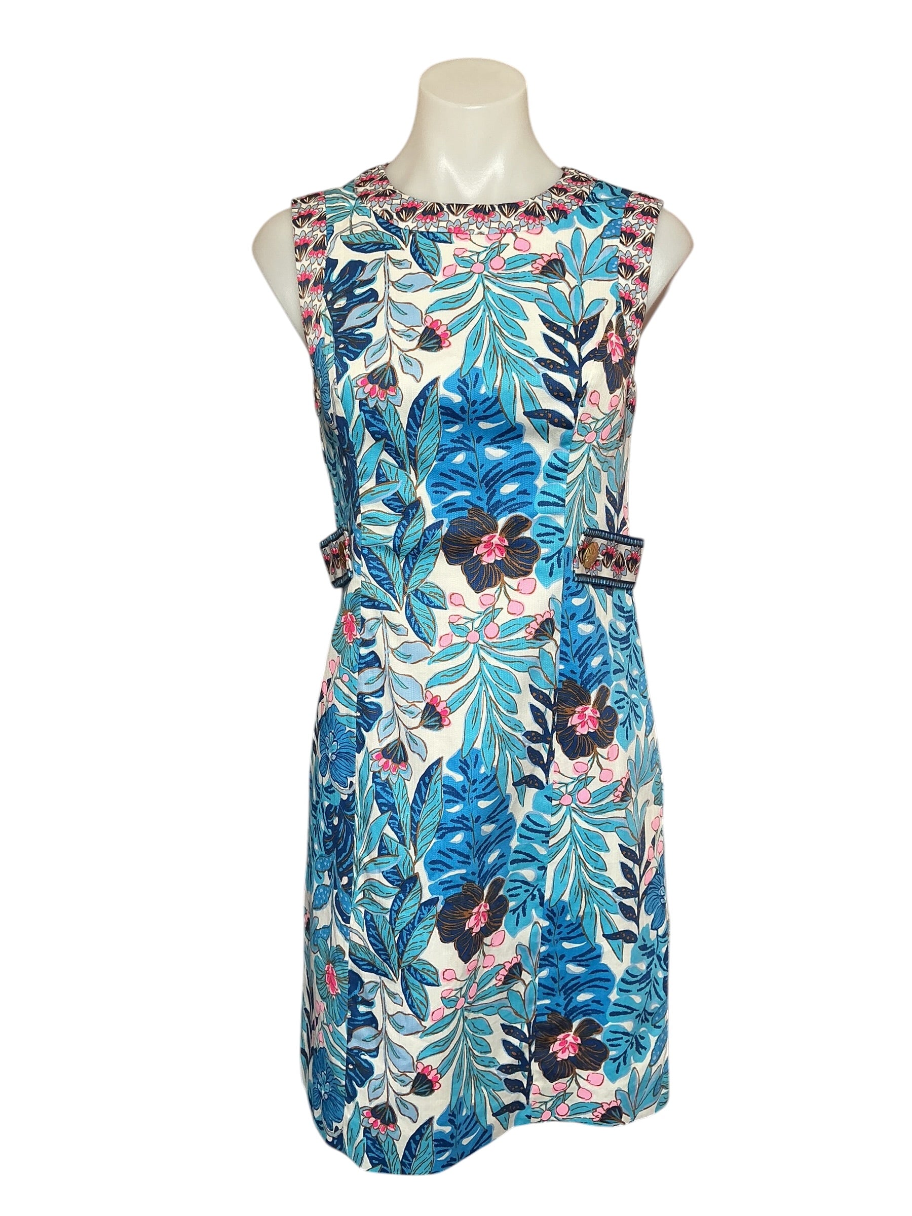 Lilly Pulitzer NWT Juno Stretch Shift - Breezy Aqua Best Fronds Forever Engineered Shift - Size 00