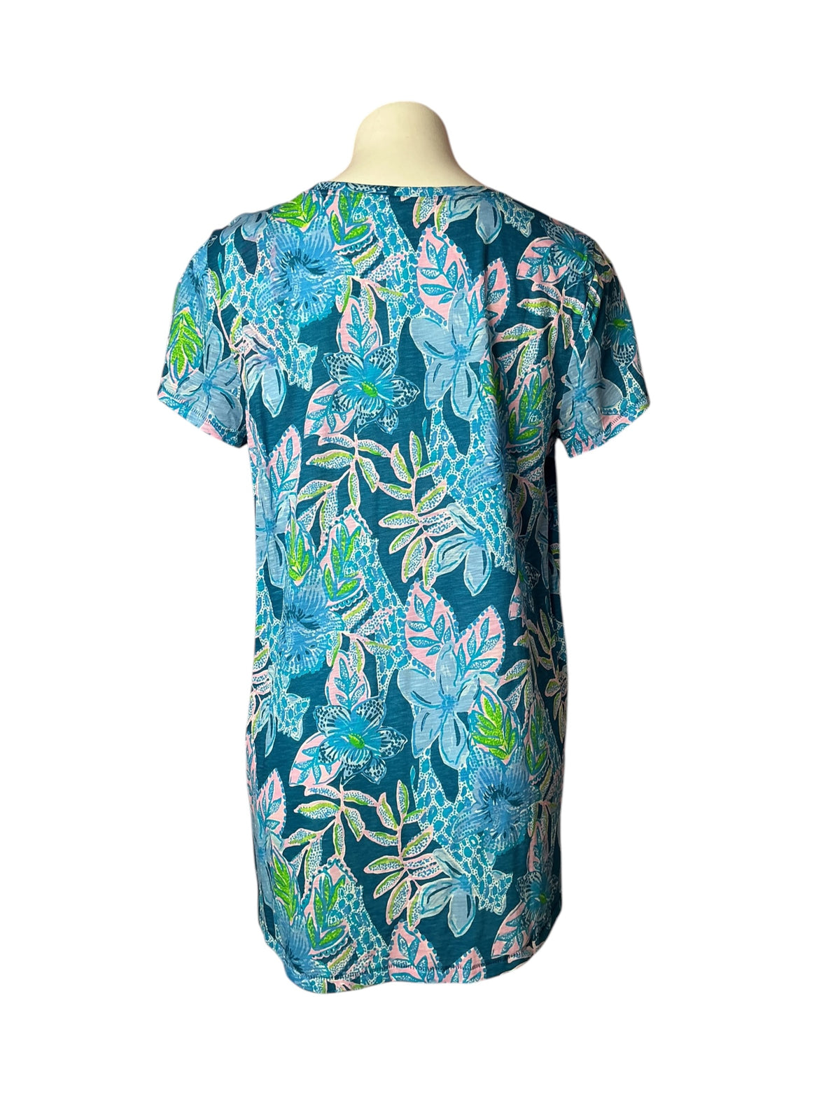 Lilly Pulitzer NWT Etta V-Neck Macaw Blue Tall Me About It - Size L