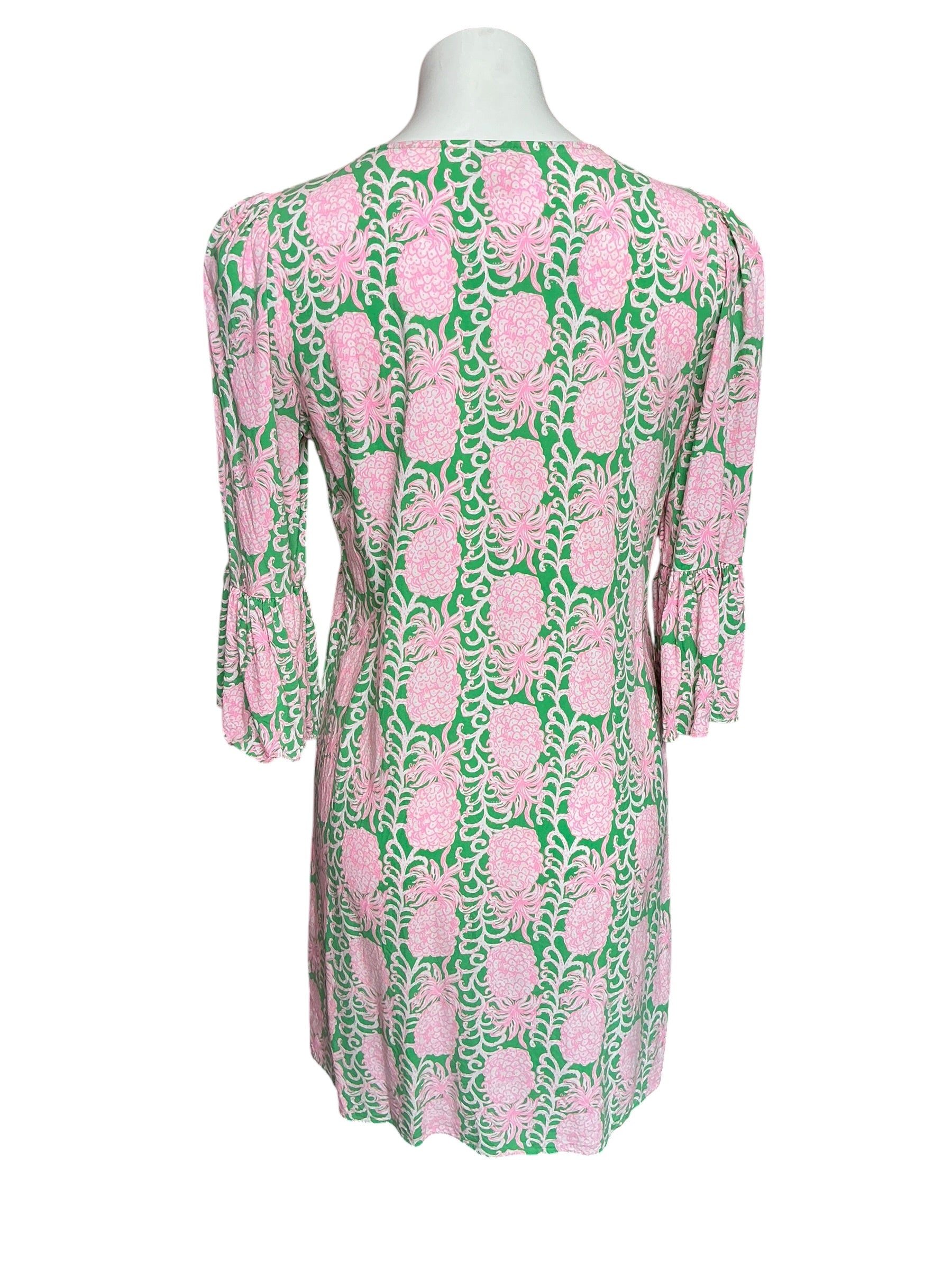 Lilly Pulitzer Danika 3/4 Sleeve Tunic Dress Fauna Green Party Like a Pineapple - Size 4