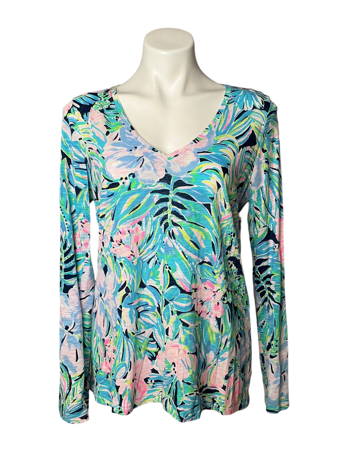 Lilly Pulitzer Etta Long Sleeve Top Multi Bermudaful - Size M