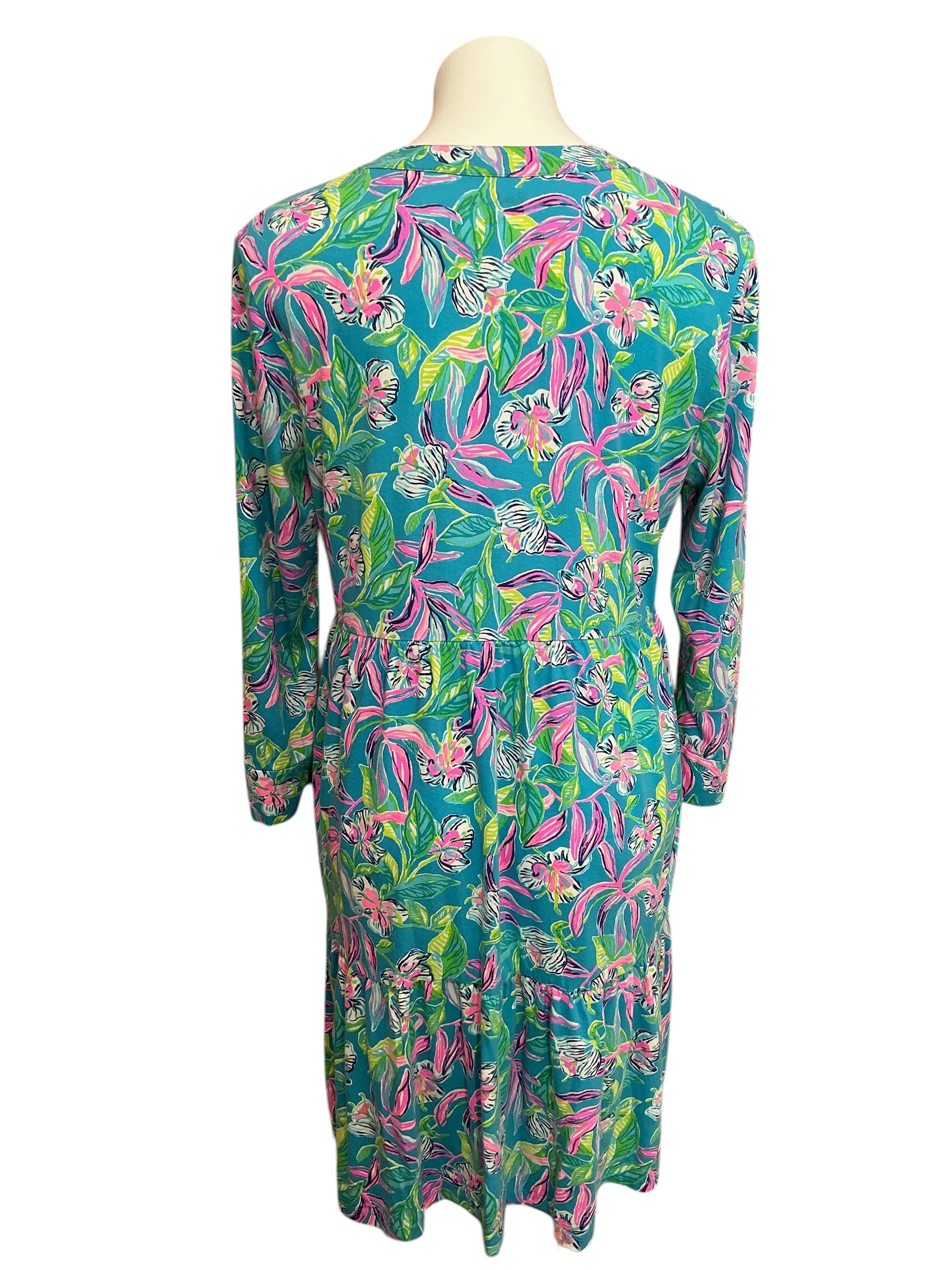 Lilly Pulitzer Alaina Knit Dress Formentera Turquoise Keep On Beleafing - Size L