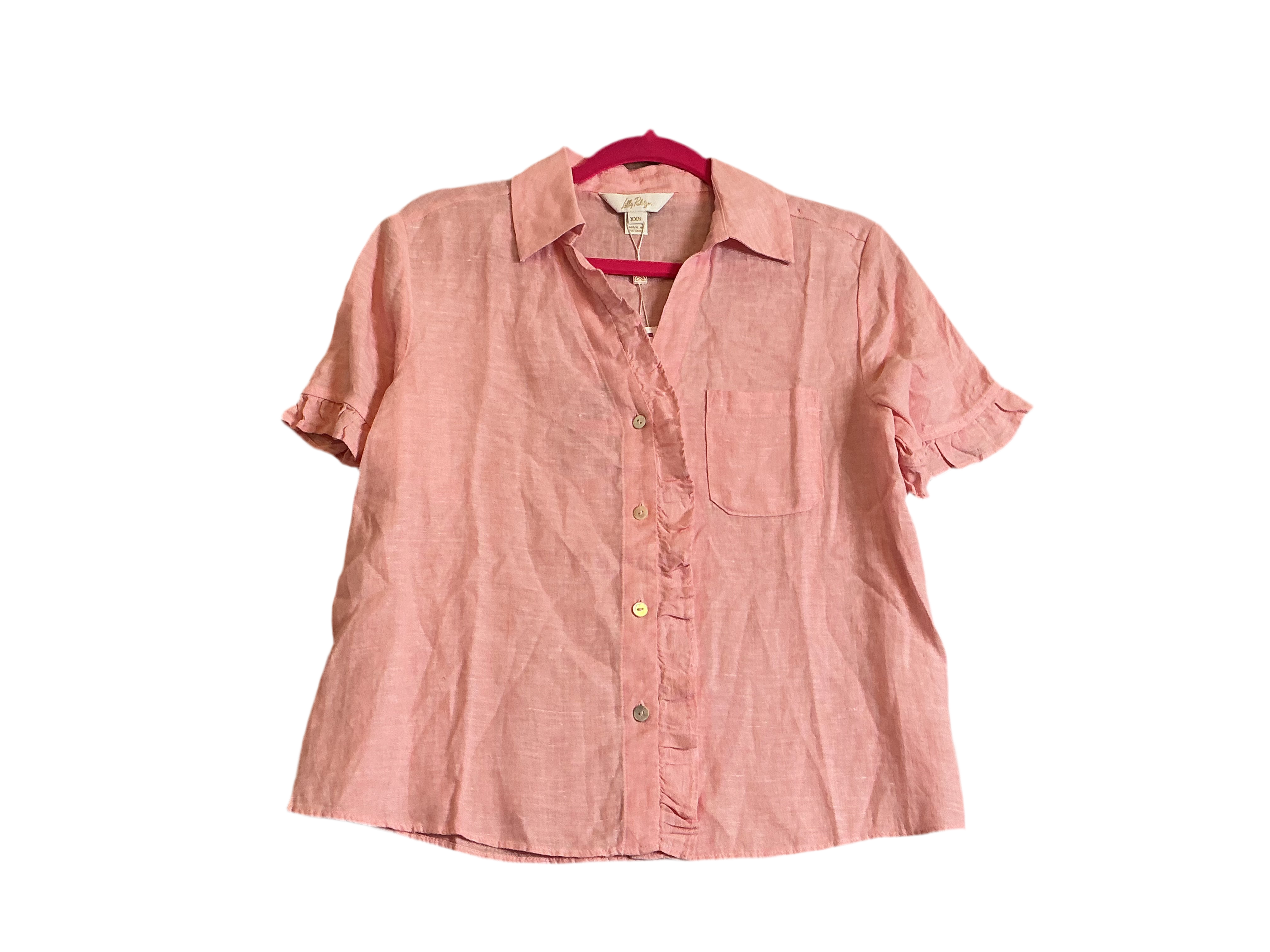 Lilly Pulitzer NWT - Carden Ruffle Top - Sorbet Pink X Resorts W - Size XXS