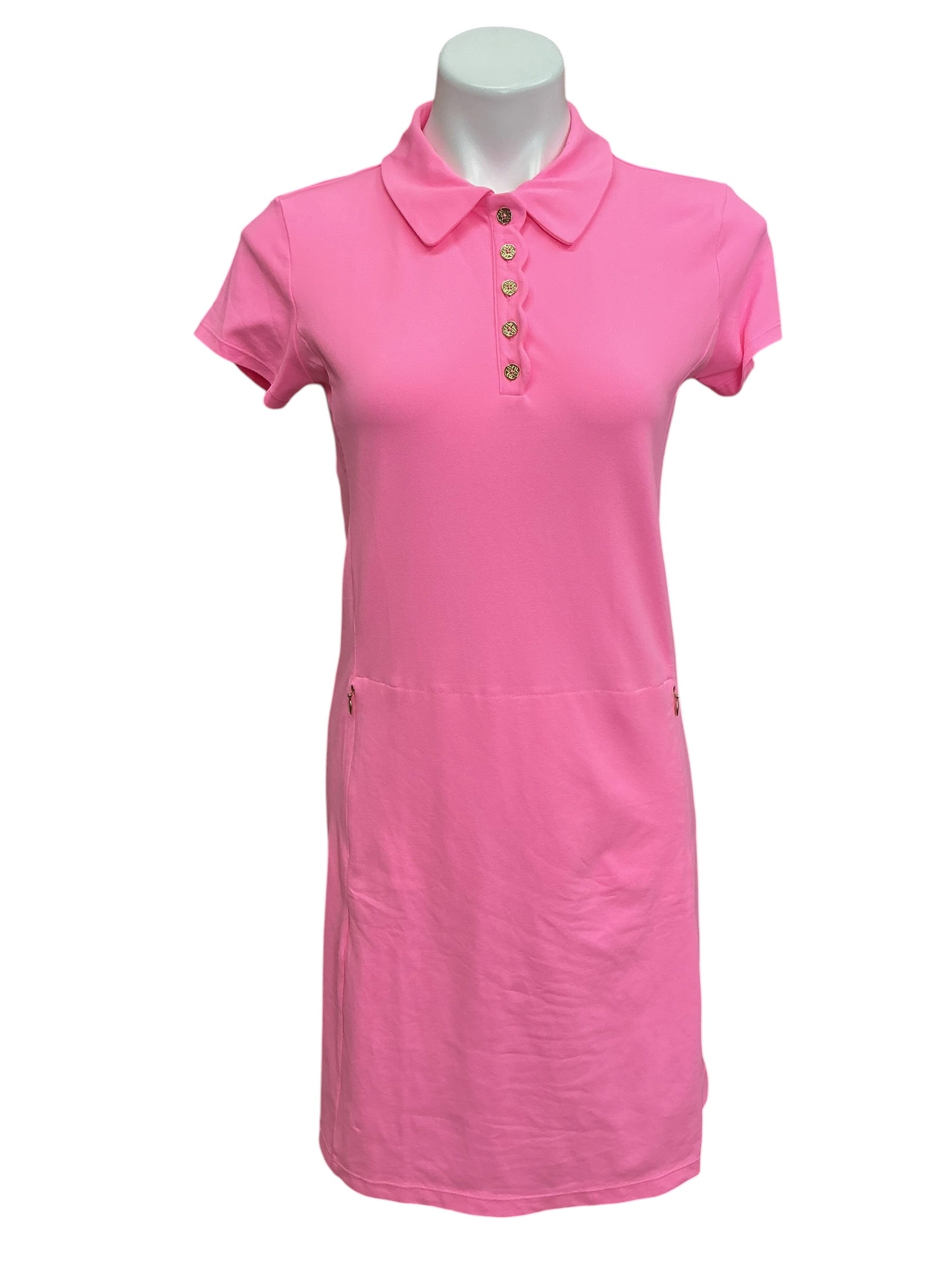 Lilly Pulitzer NWT Frida Scallop Polo Dress UPF 50+ Rousseau Pink - Size S