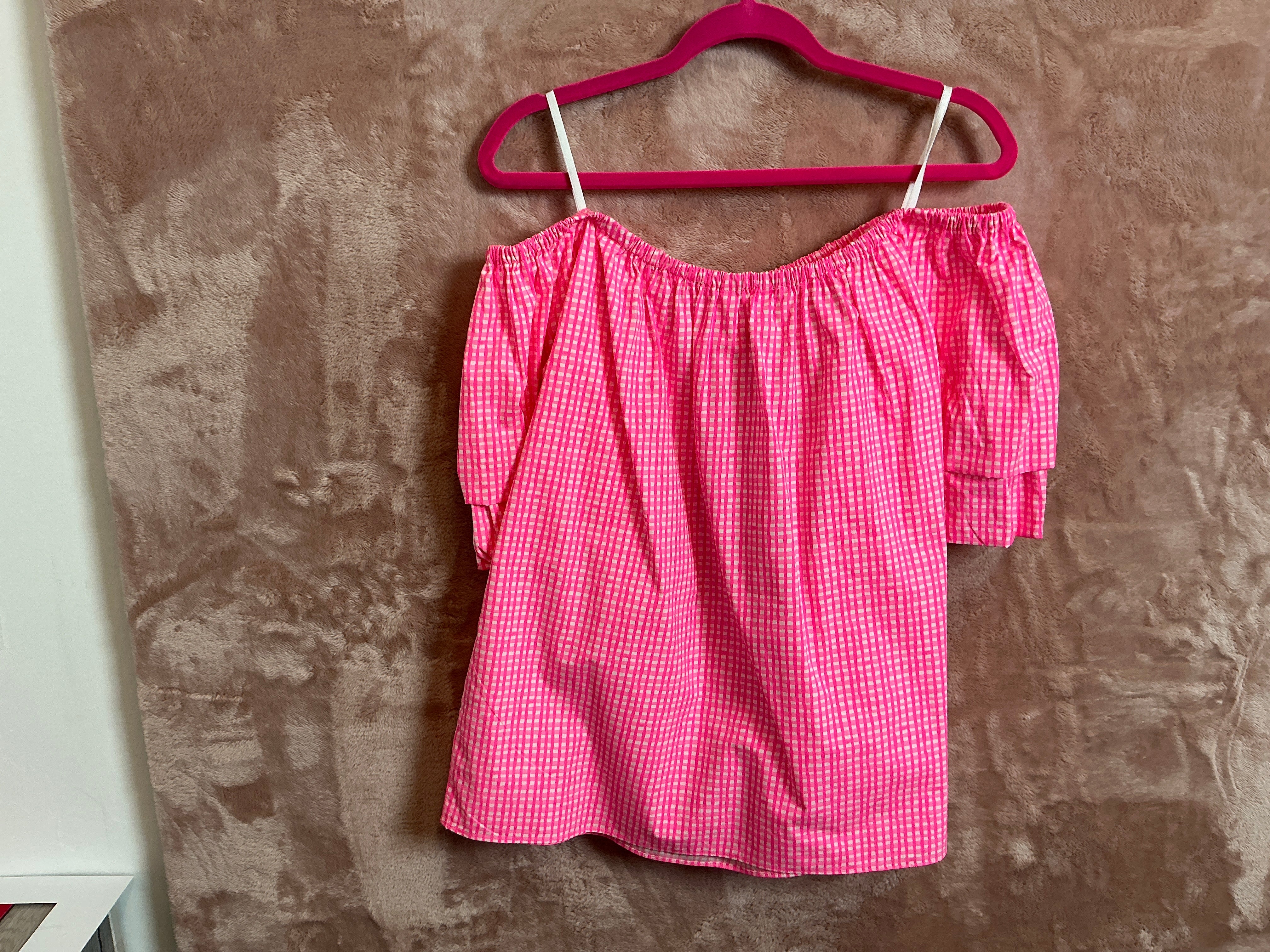 Lilly Pulitzer Top NWT - Frankee Off The Shoulder Short Sleeve Top - Pink Isle - Along The Same Line - Size XL