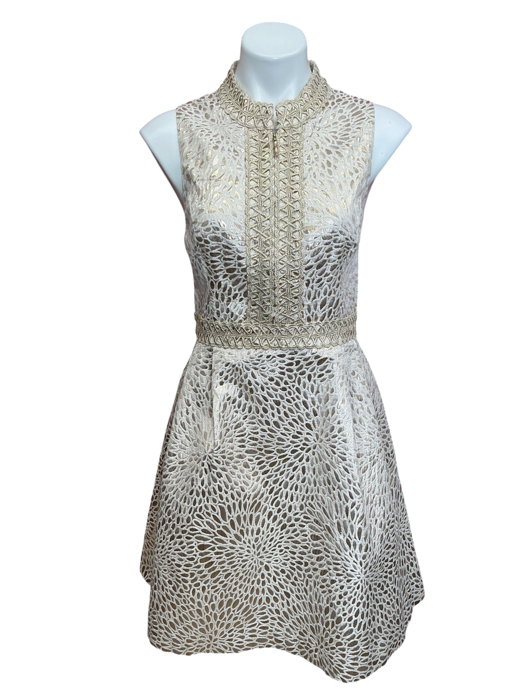 Lilly Pulitzer NWT Franci Dress - Gold Metallic Lagoon Jacquard - Size 12