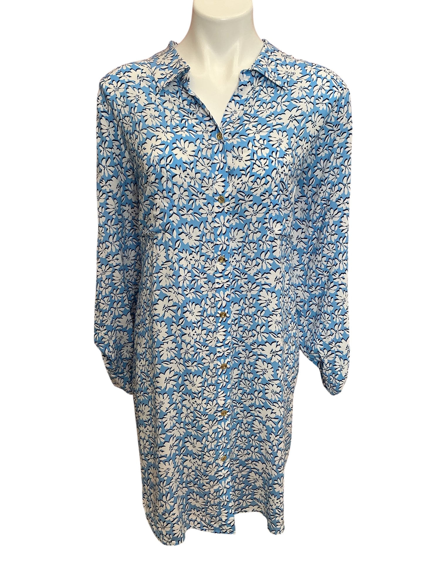 Lilly Pulitzer NWT Natalie Coverup Dress Lunar Blue Palm Beach Petals - Size XXL