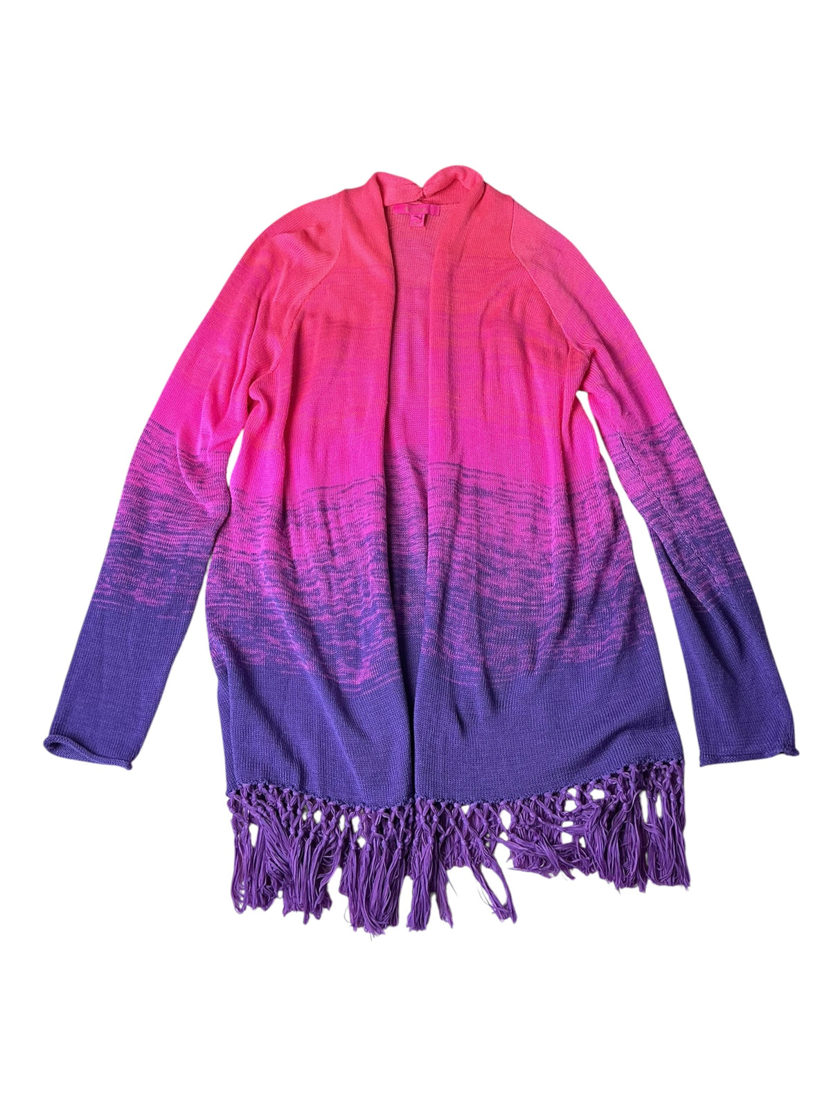 Lilly Pulitzer Tatum Ombré Fringe Cardigan Orchid Oasis Marled Ombré - Size XL