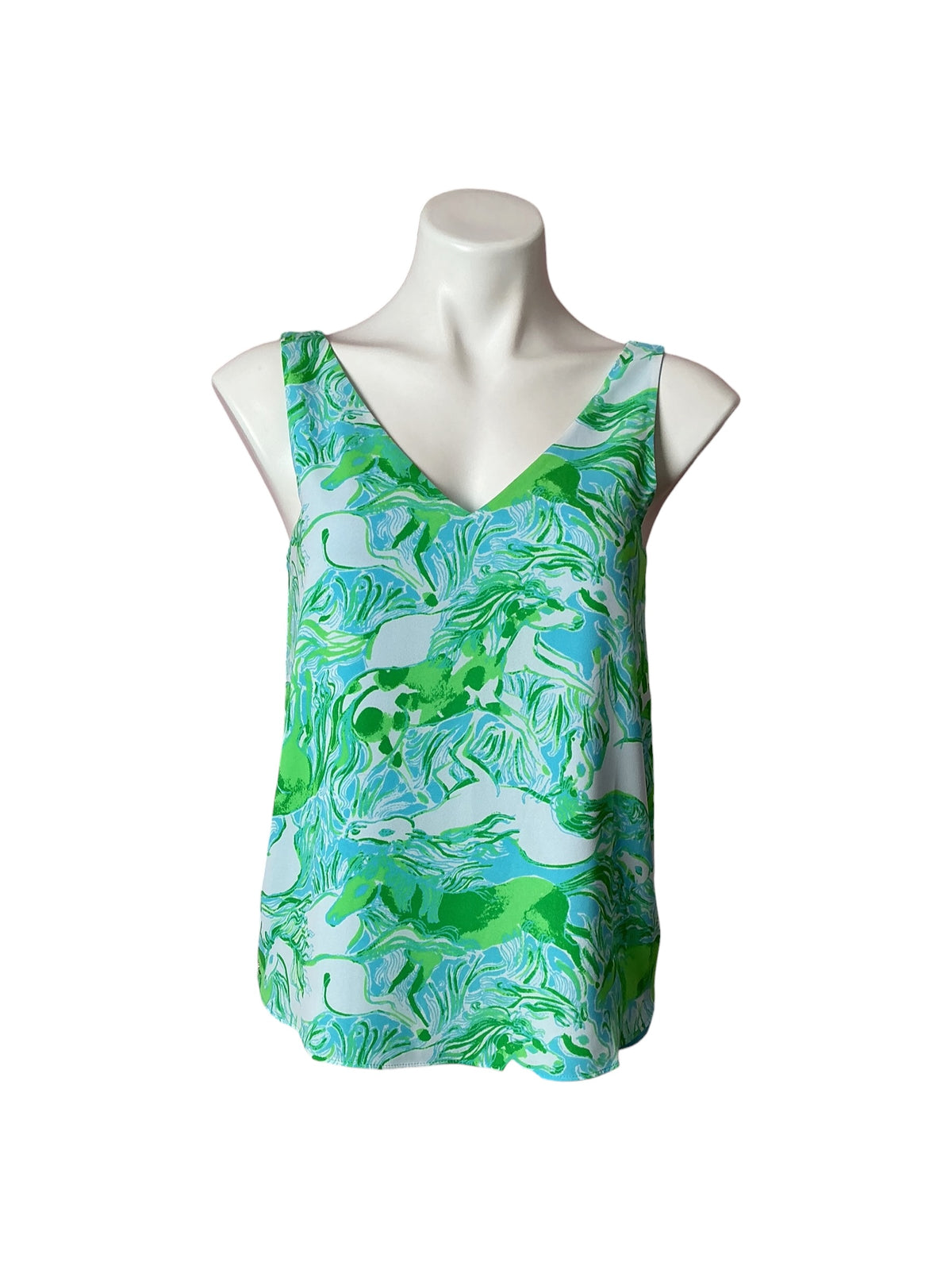 Lilly Pulitzer Florin Reversible Top Capri Blue Galloping Gals - Size XS