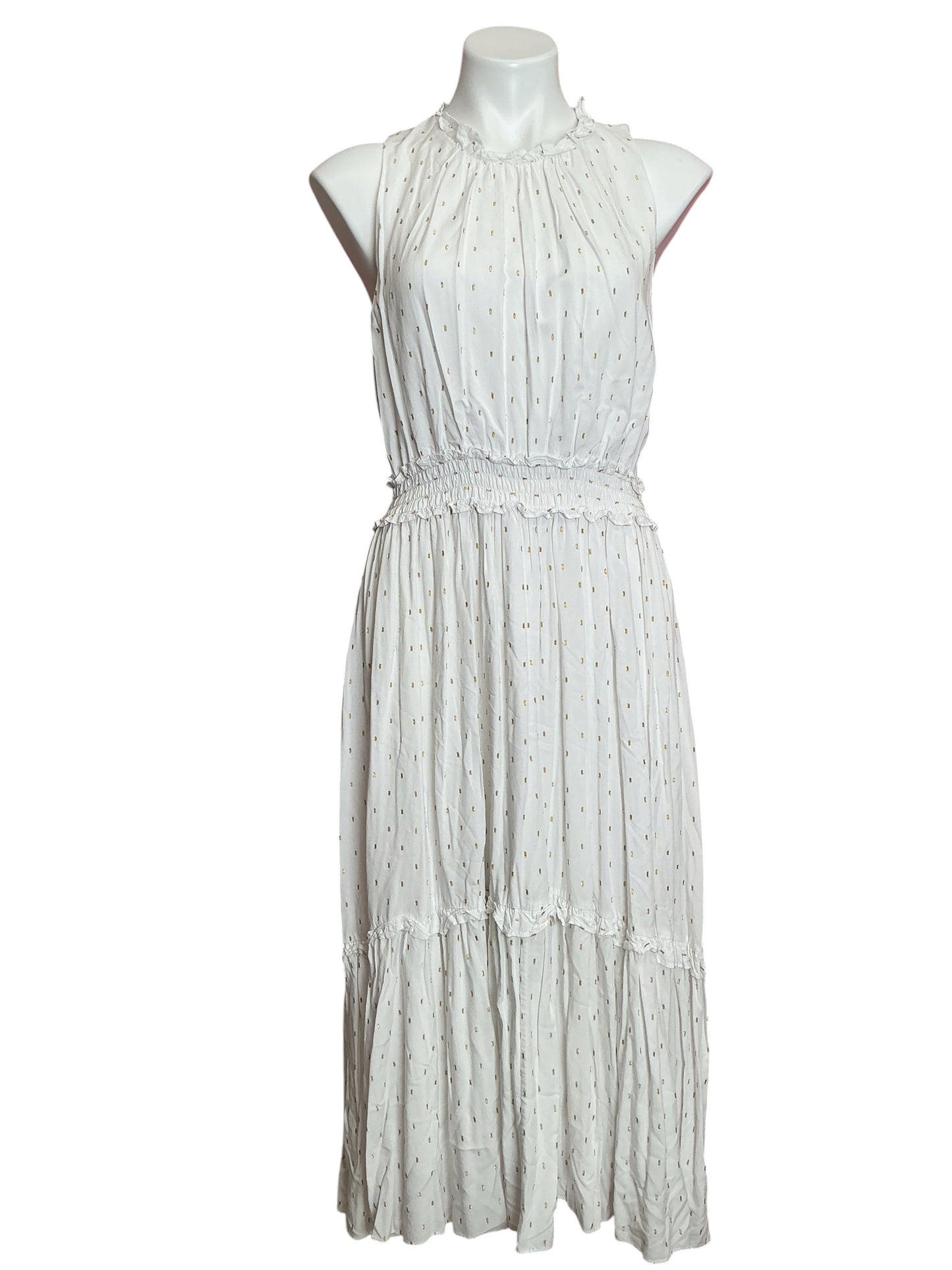 Lilly Pulitzer Chaya Tiered Midi Dress Resort White Metallic Clip - Size L