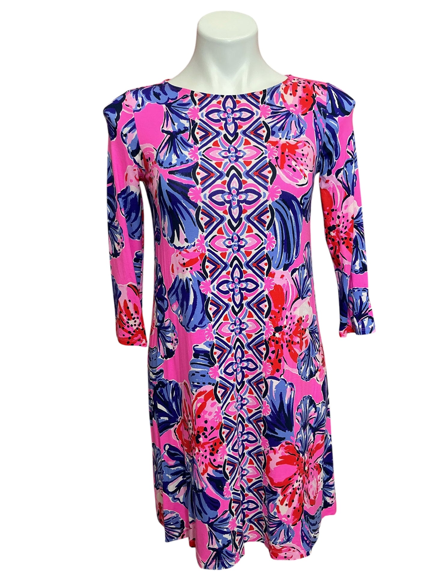 Lilly Pulitzer Ophelia Swing Dress Plumeria Pink In A Holidaze - Size XS
