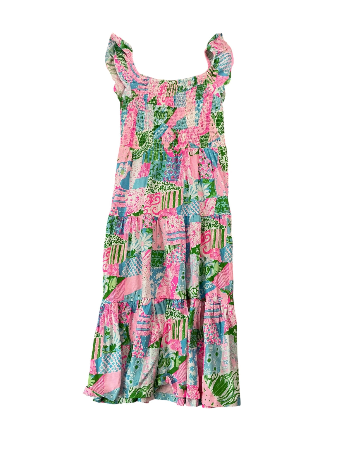 Lilly Pulitzer Girls Mini Jilly Midi Dress Multi Crazy Quilt - Size M (6-7)