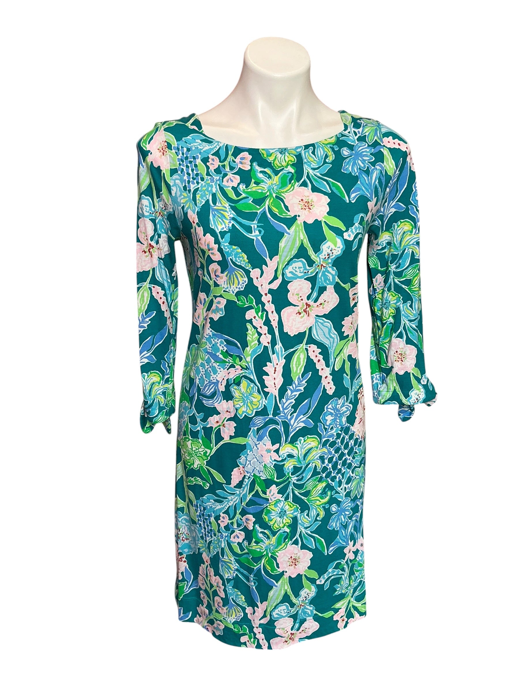 Lilly Pulitzer Lidia 3/4 Sleeve Boatneck Dress Multi Hot On The Vine - S