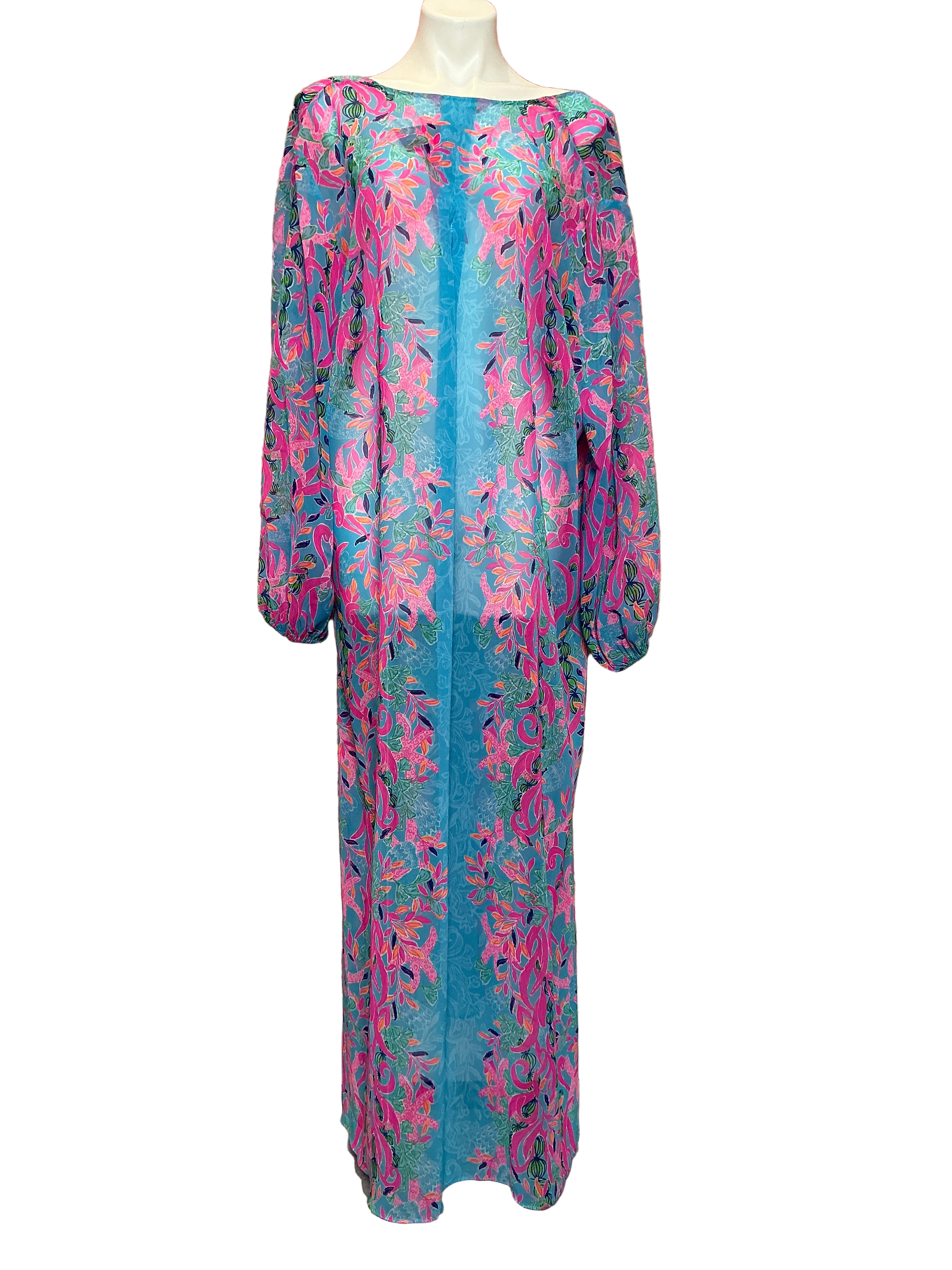 Lilly Pulitzer NWT - Frey Long Slv Maxi  Coverup  -  Multi - Seaweed Samba - Size Large/XL