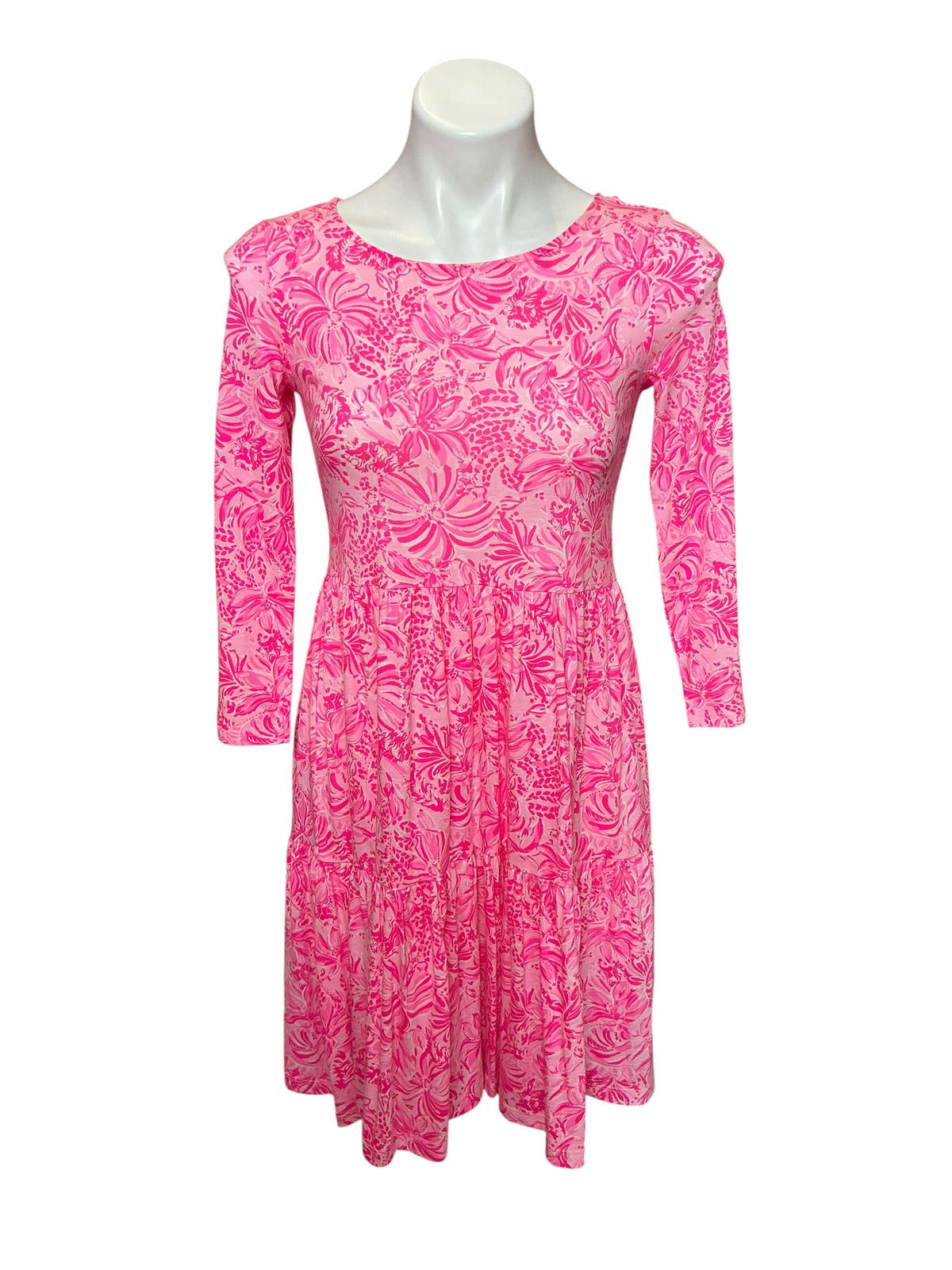 Lilly Pulitzer NWT Geanna 3/4 Sleeve Dress Pink Blossom Foxy Llama - Size XXS