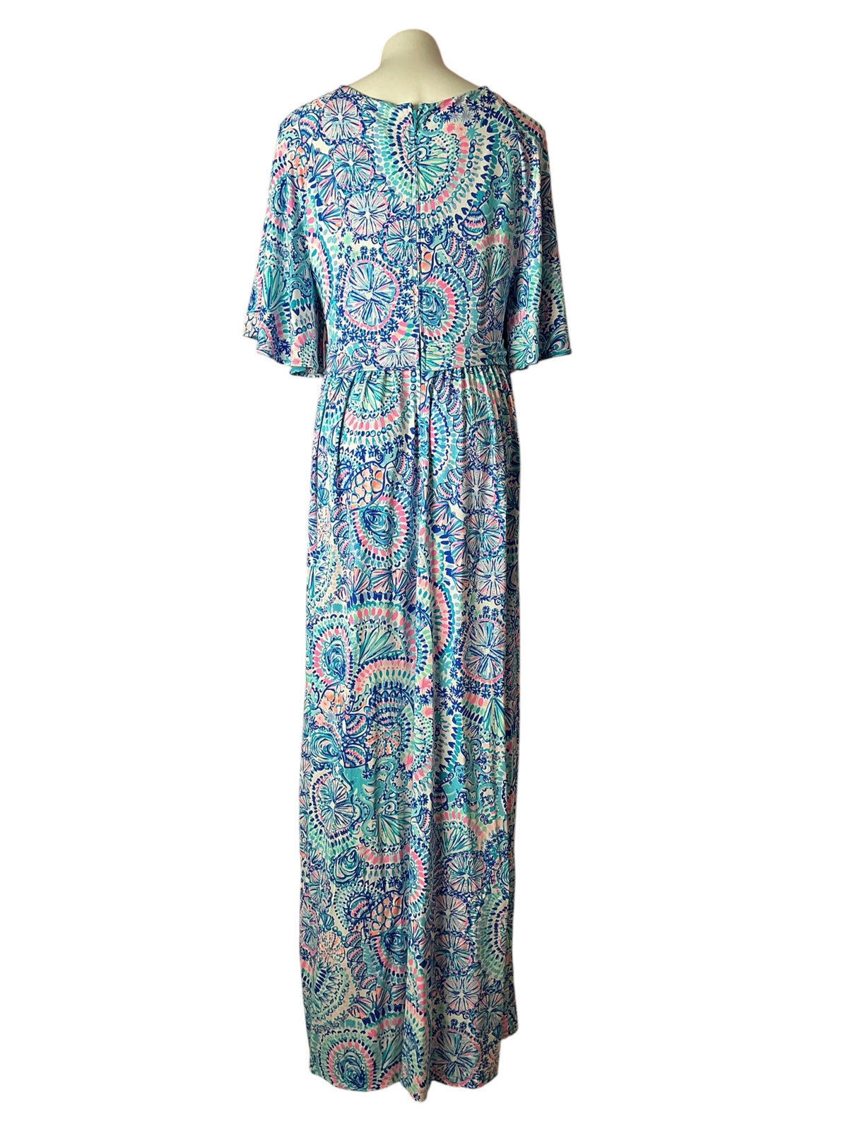 Lilly Pulitzer NWT Minka Sleeved Maxi Dress Blue Grotto Commotion In The Sea - Size 14