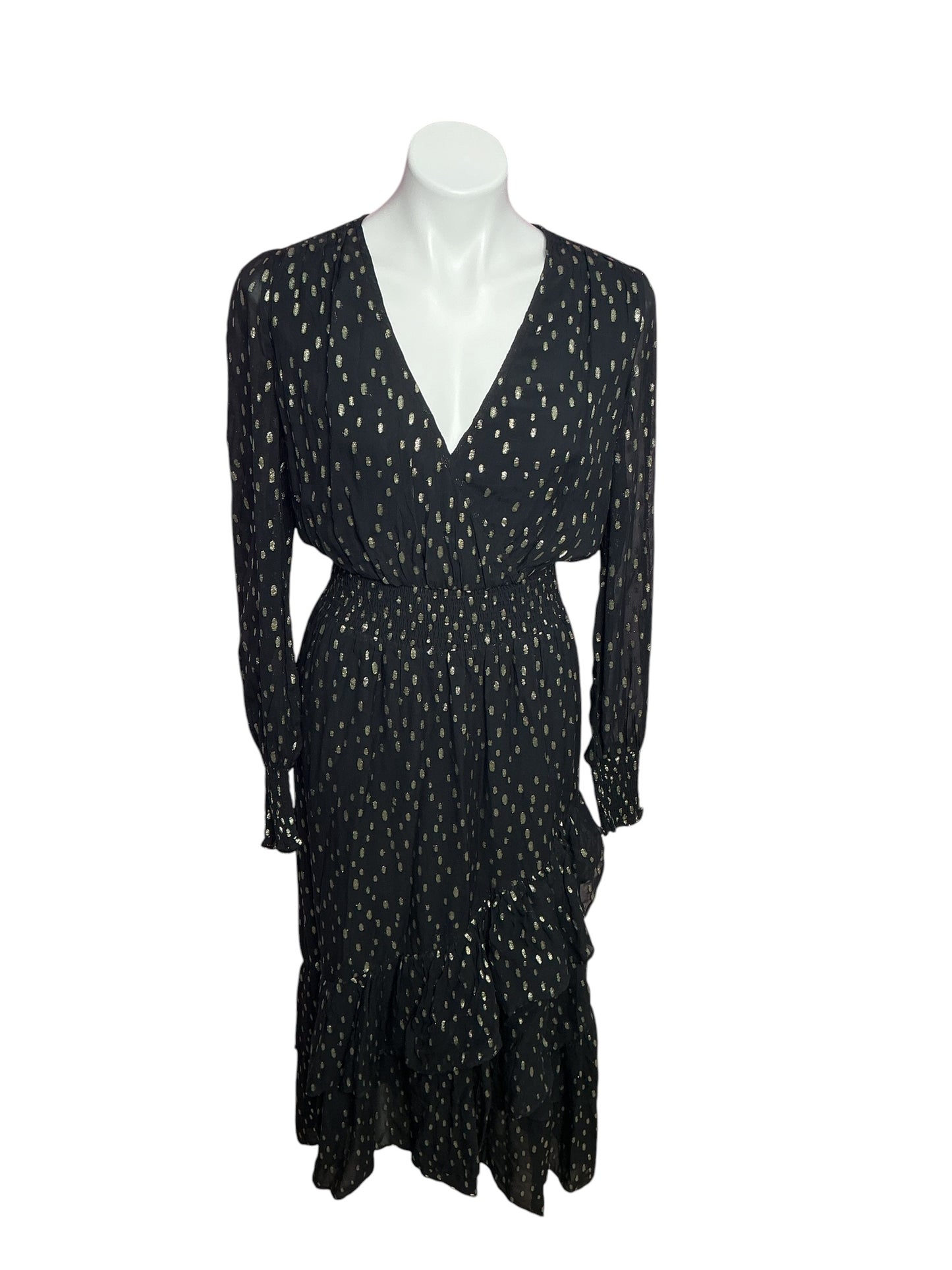 Lilly Pulitzer Cristiana Midi Dress Onyx Viscose Metallic Clip Dobby - Size 4