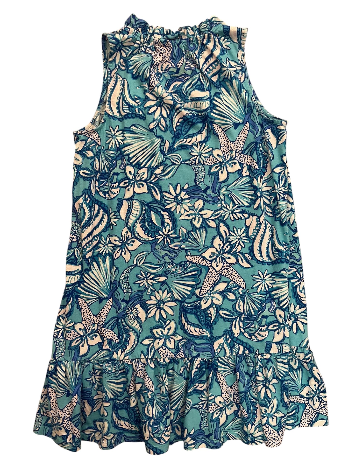 Lilly Pulitzer Kids Girls Mini Malone Dress Amalfi Blue Sound The Sirens - Size XL 12-14