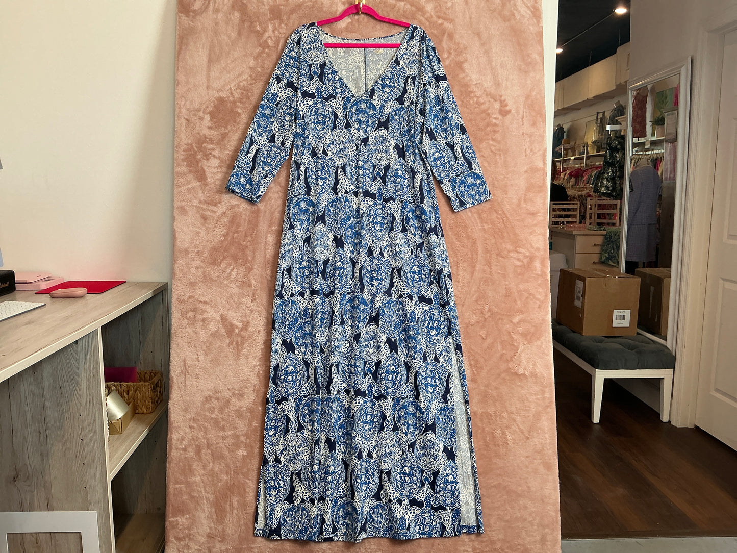 Lilly Pulitzer NWT Anissa Maxi Dress Deep Indigo Snap To It - Size XL