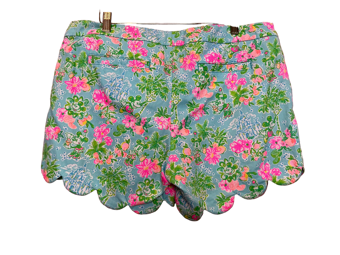 Disney Parks x Lilly Pulitzer Scalloped Buttercup Shorts Blue Ibiza Lilly Loves Disney Size 8