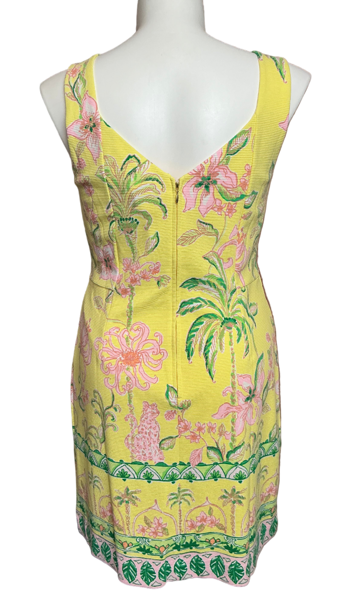 Lilly Pulitzer NWT - Del Ray Stretch Shift - Finch Yellow Tropical Oasis Engineered Knit Dress - Size XL