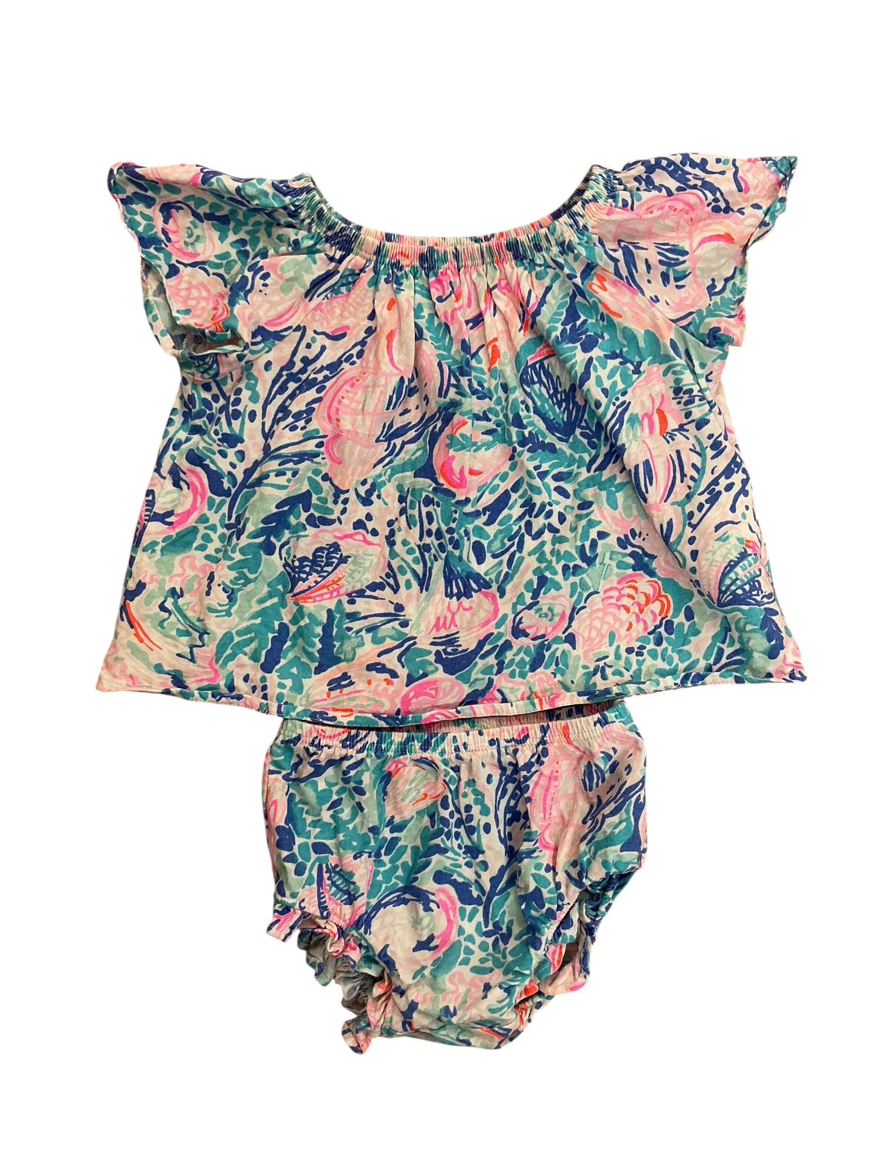 Lilly Pulitzer Kids Girls 2PC Set Tabitha Infant Set Multi Treasure Trove - Size 6-12 MO