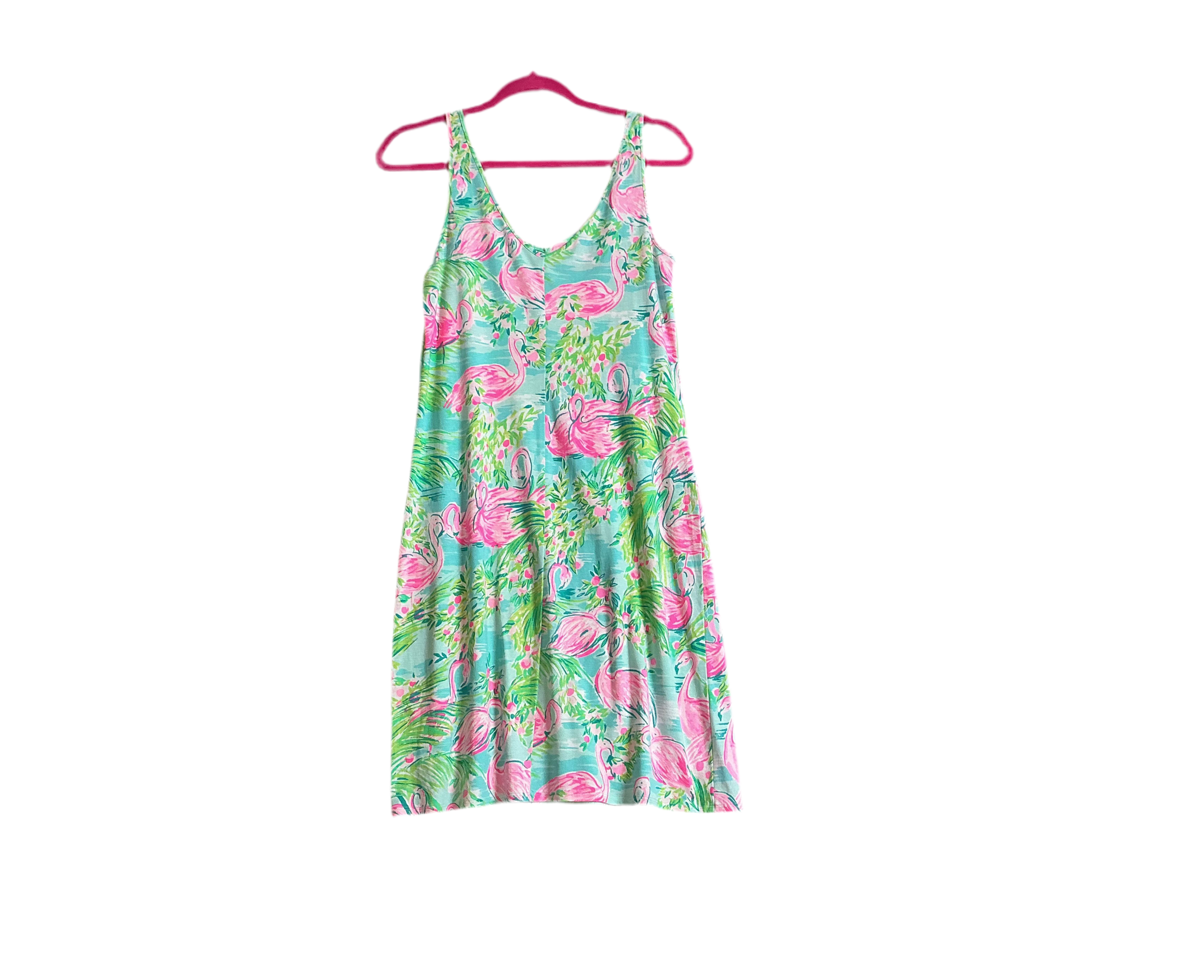 Lilly Pulitzer Adrianna dress in the "Floridita" print, featuring a multicolor flamingo design - Size XS