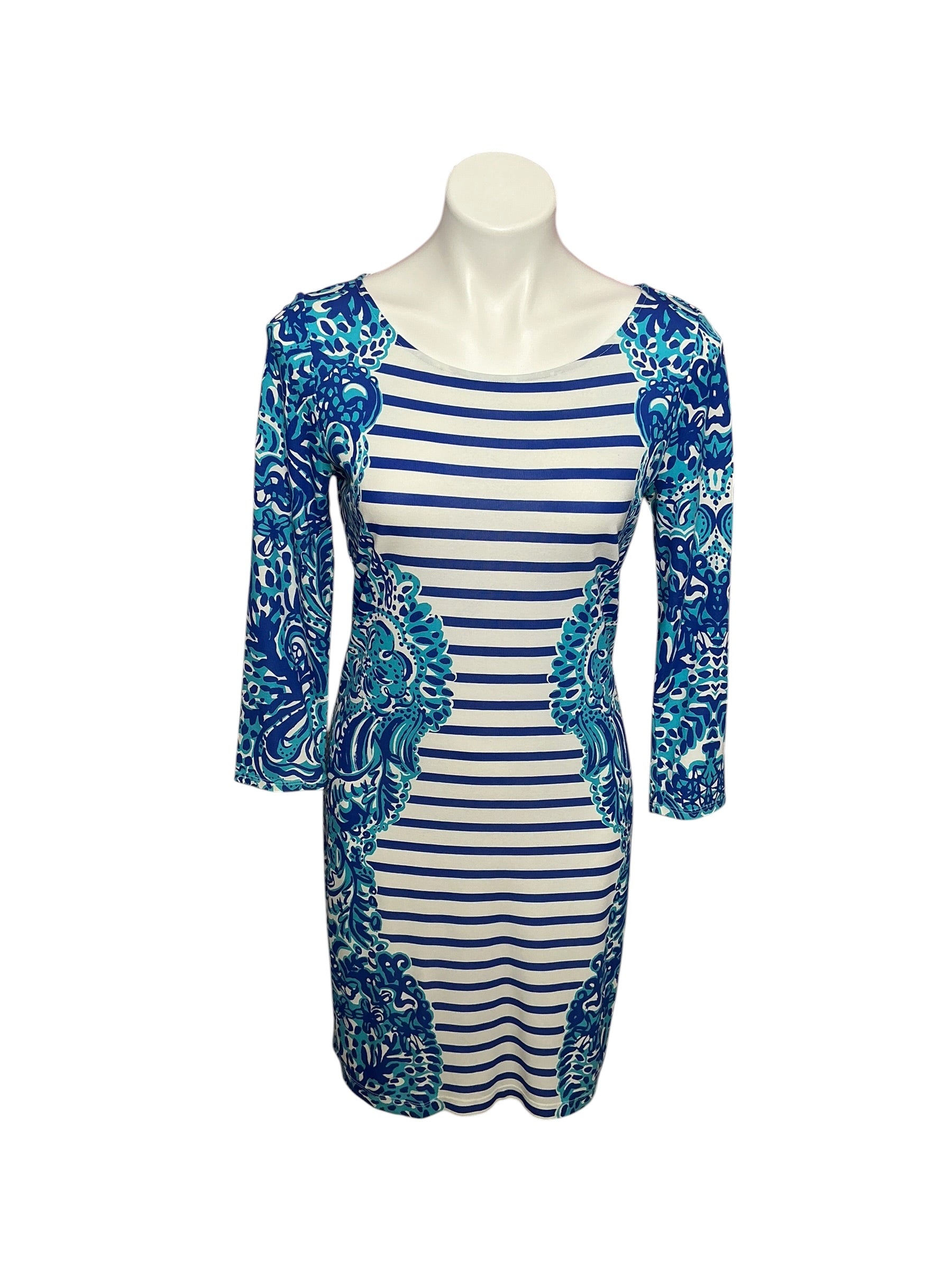Lilly Pulitzer Nila Dress Brilliant Blue Moon Jellies Stripe Engineered - Size S