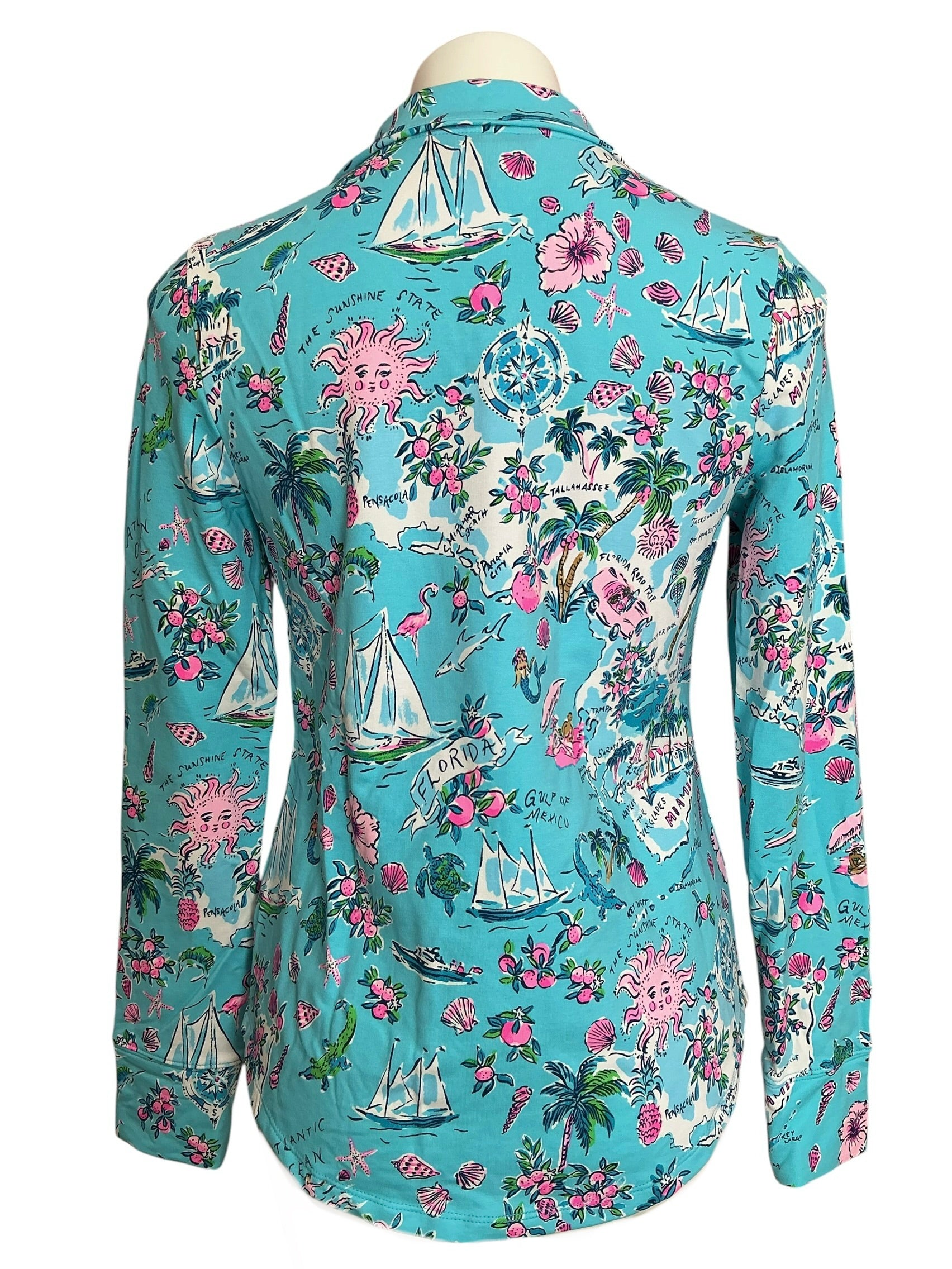 Lilly Pulitzer Leona Zip Up Jacket Amalfi Blue Lilly’s Road Trip - Size XS