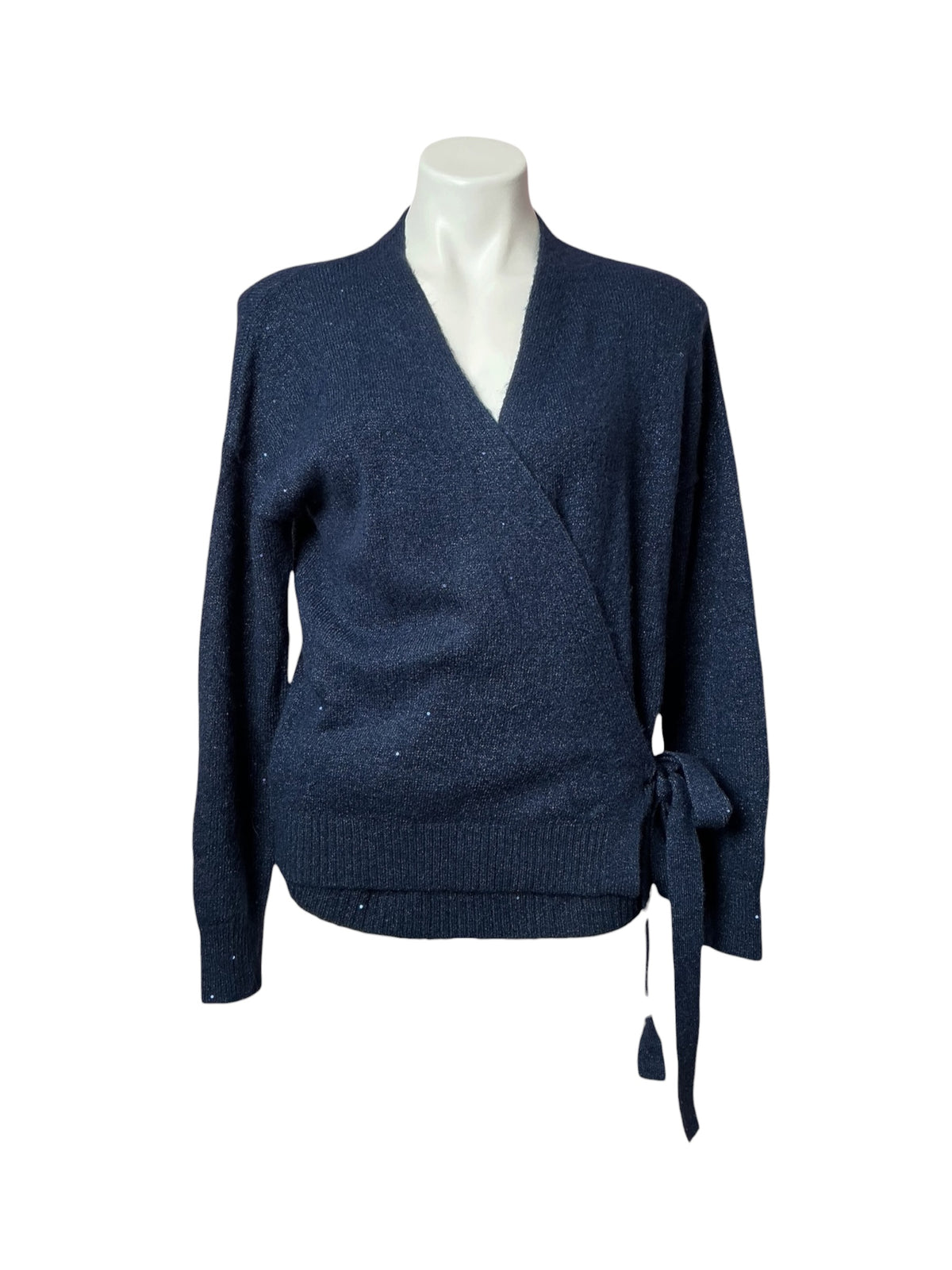 Lilly Pulitzer Dixie Wrap Sweater Aegean Navy Metallic - Size M