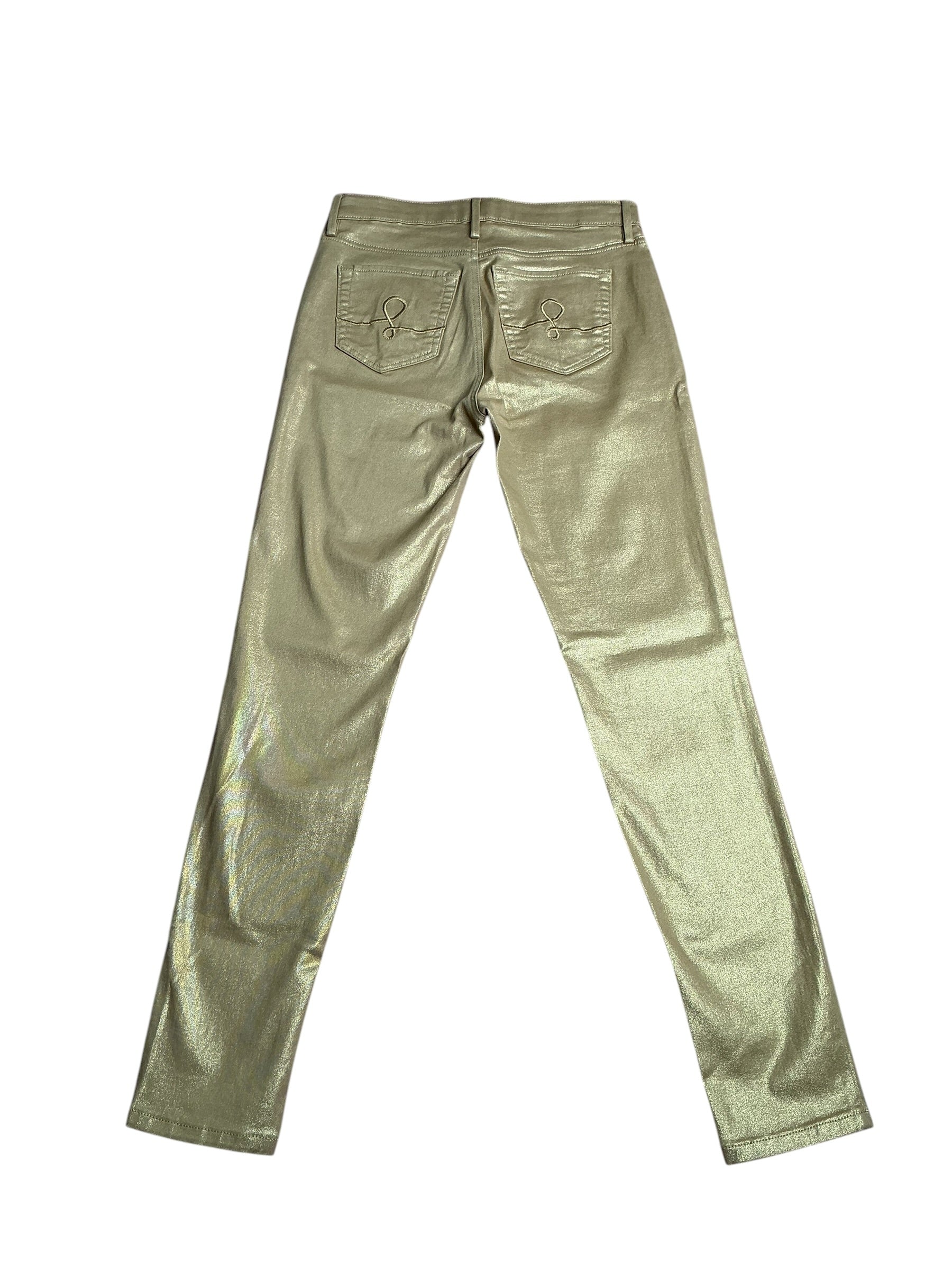 Lilly Pulitzer- Eagan Shimmer Denim Skinny Jeans Gold Metallic Size 0