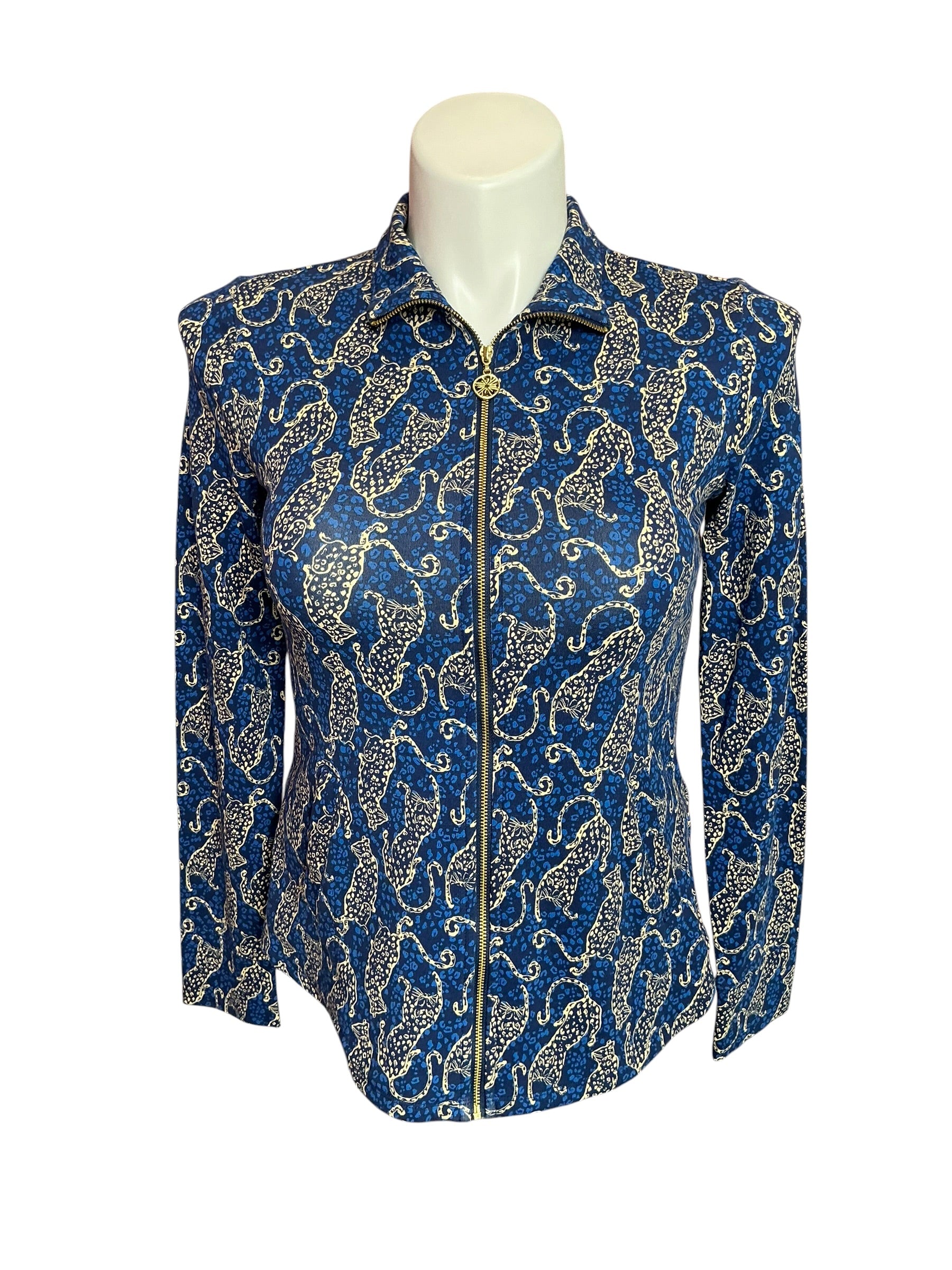 Lilly Pulitzer UPF 50+ Leona Zip-Up Jacket Low Tide Navy Easy To Spot - Size XS