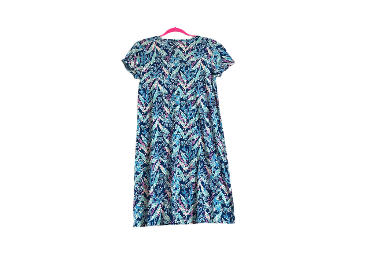 Lilly Pulitzer Etta V-Neck Short Sleeve Dress in the "Barton Blue Star Gazing" print - XS