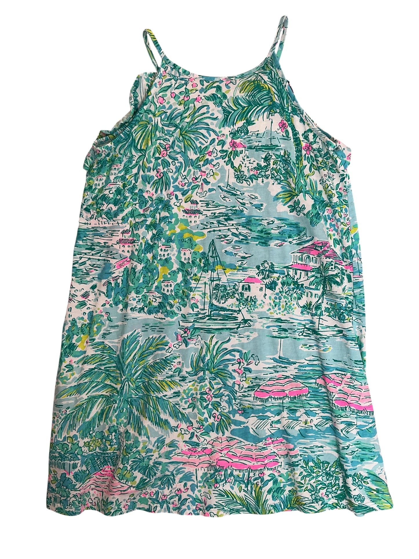 Lilly Pulitzer Kids Girls Margot Swing Dress Gustavia Green Sunshine City - Size M