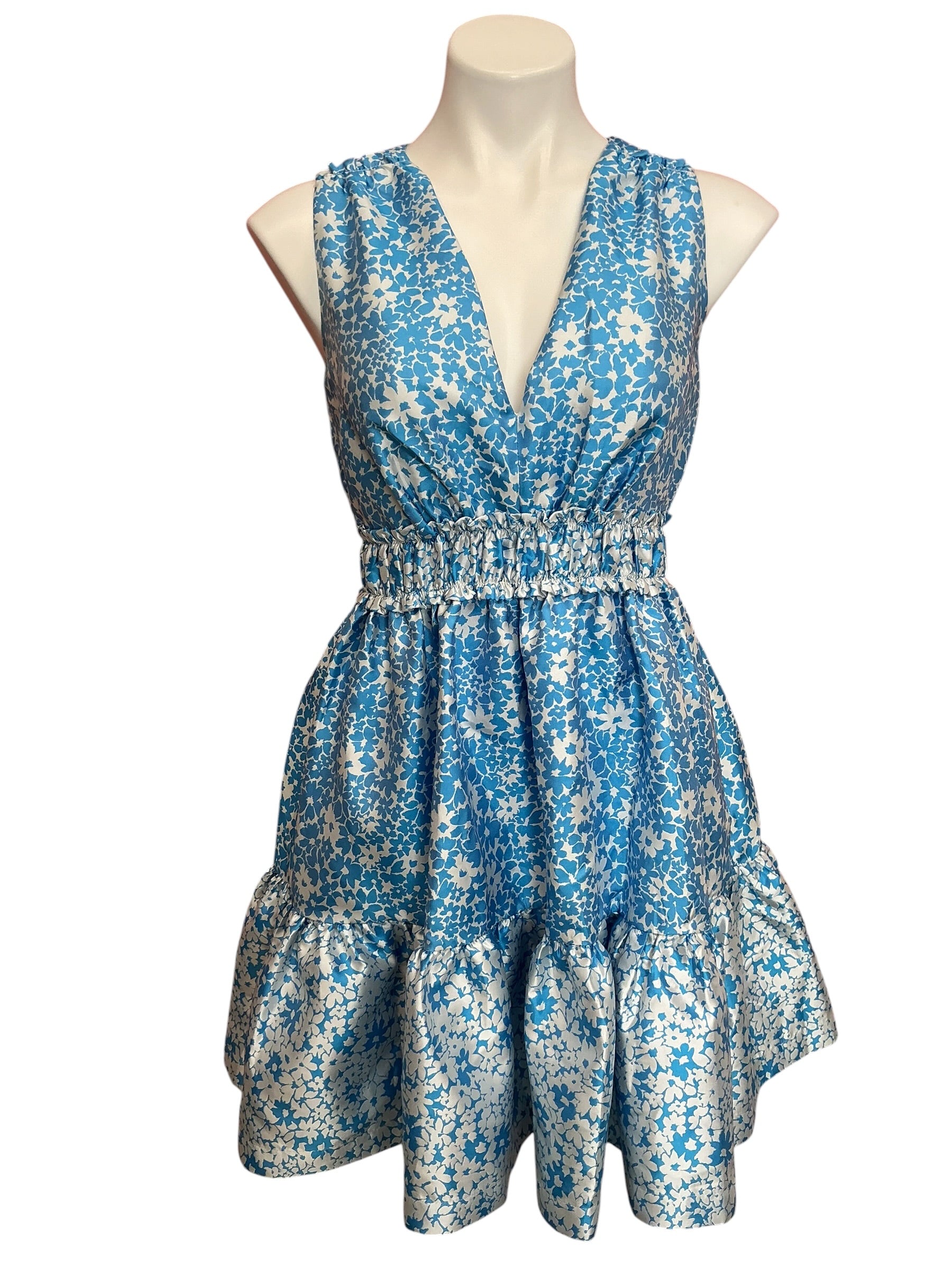 Lilly Pulitzer NWT Fabiana V Neck Jacquard Dress Lunar Blue Baby Blues Jacquard - Size 00