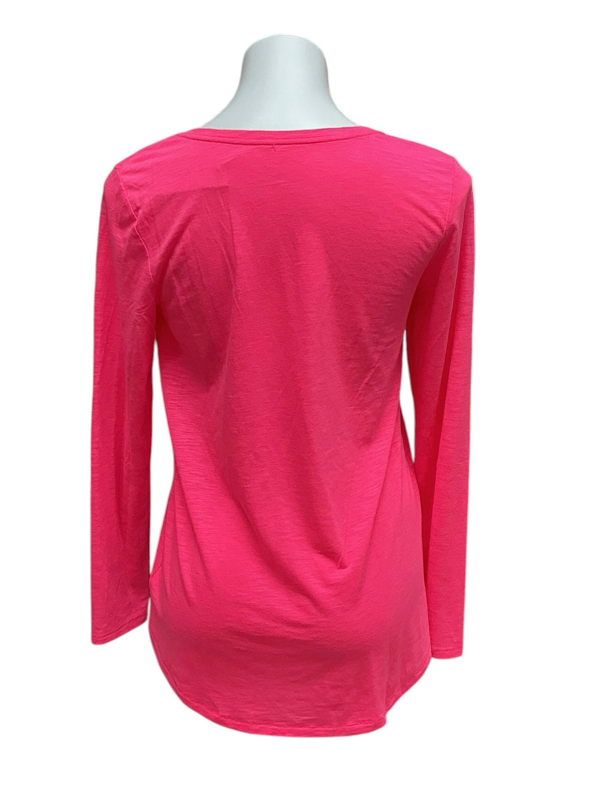 Lilly Pulitzer Etta Slub V Neck Tee Neon Pink - Size S