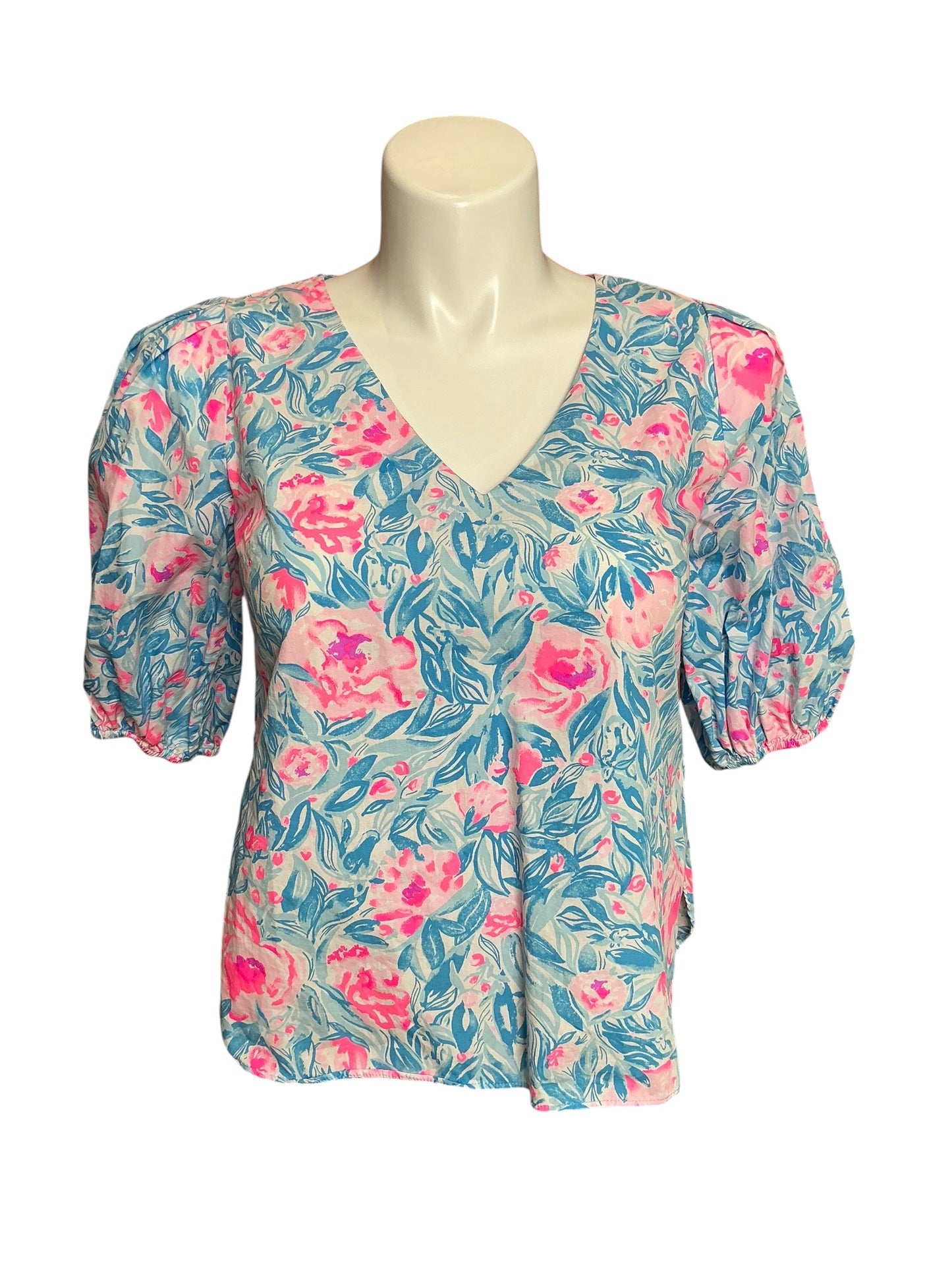 Lilly Pulitzer Ivee Top Bondi Blue My Little Peony - Size S
