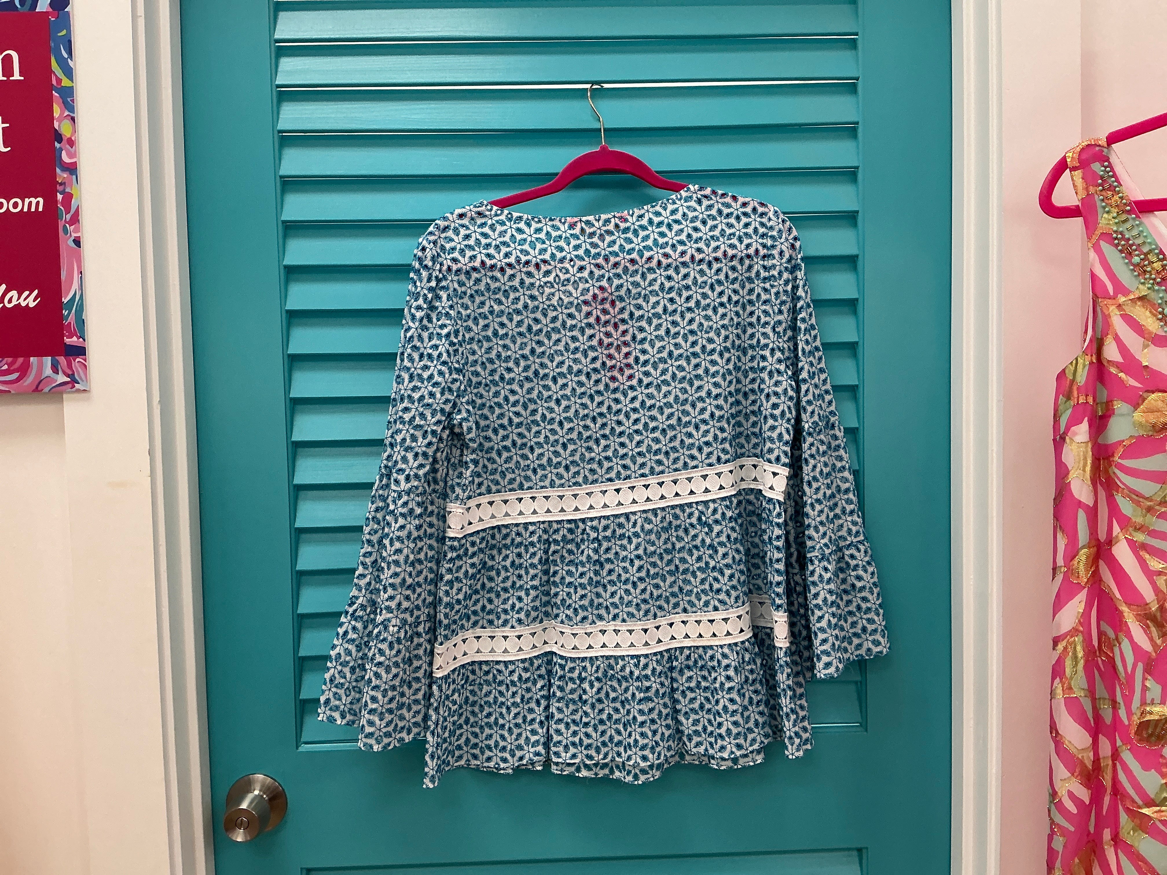 Lilly Pulitzer NWT Zazie Top Mr Peacock Blue Zanzibar Eyelet - Size M