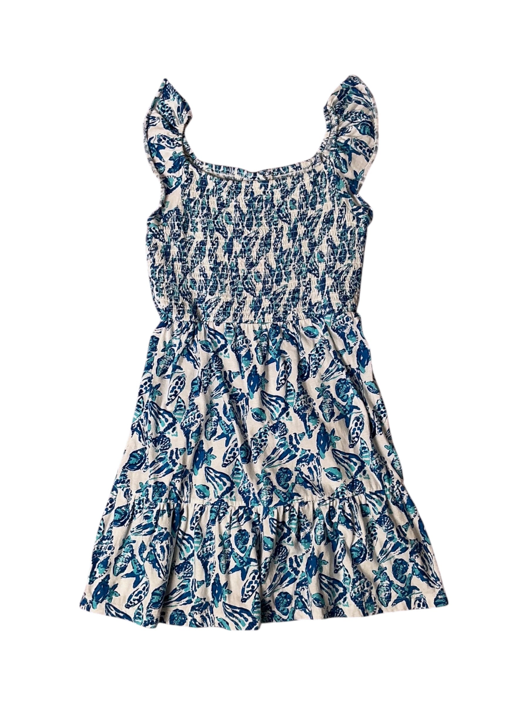 Lilly Pulitzer Girls Mini Jilly Cotton Dress Resort White Shell Collector - Size L