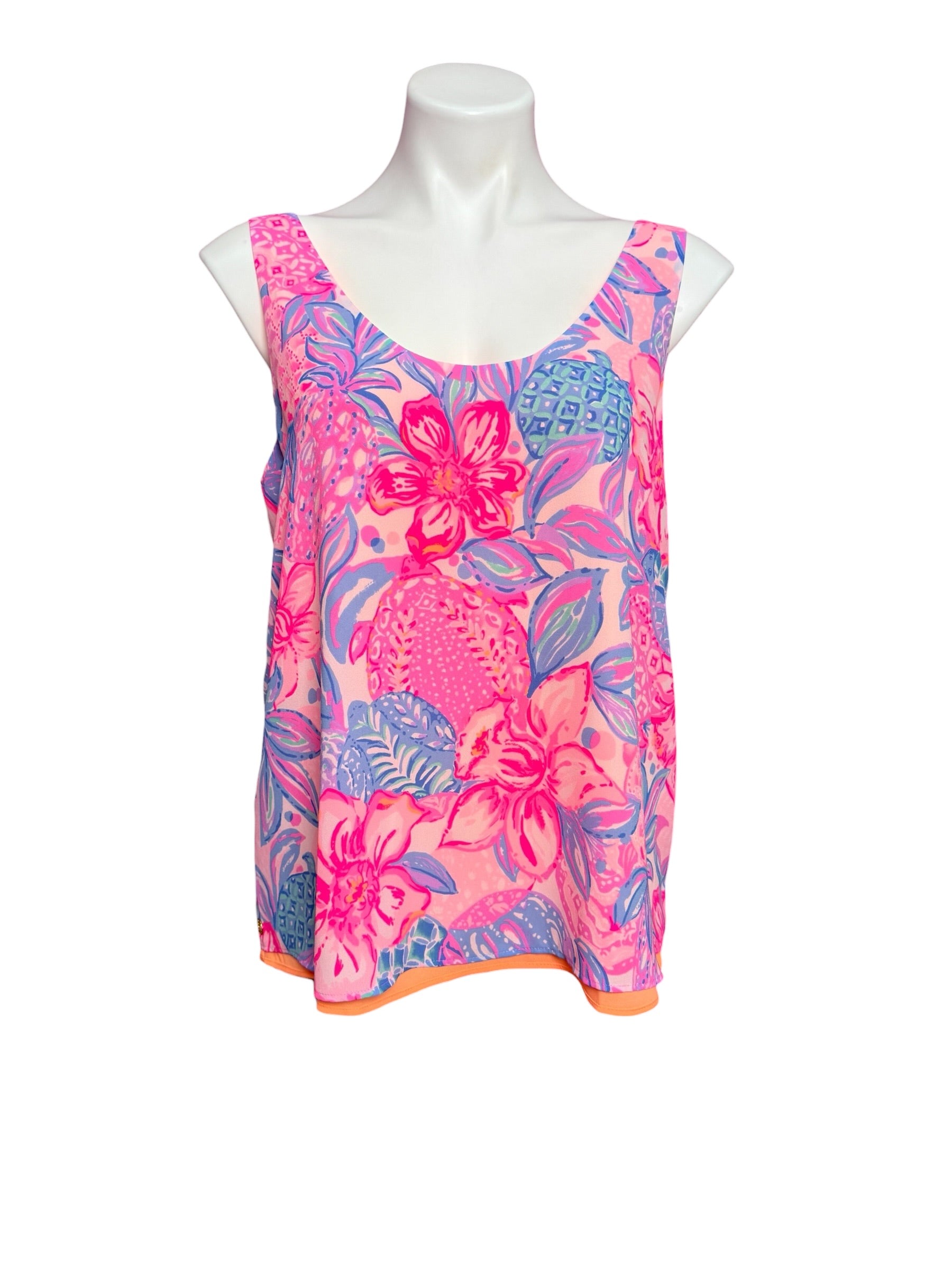 Lilly Pulitzer NWT Florin Sleeveless Scoop, Pink Isle- Snappy Turtle Size M